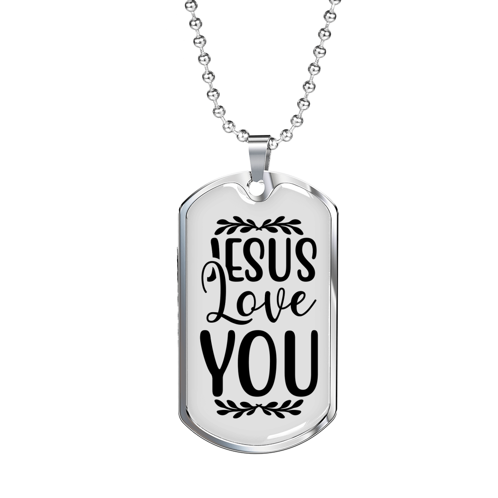 You Love Jesus Christian Necklace Stainless Steel or 18k Gold Dog Tag 24" Chain-Express Your Love Gifts