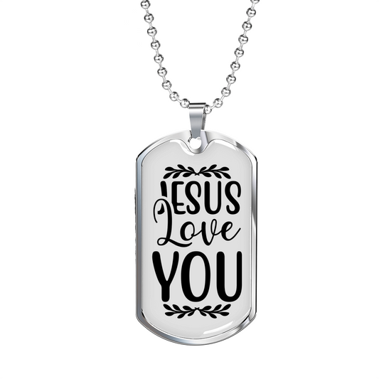 You Love Jesus Christian Necklace Stainless Steel or 18k Gold Dog Tag 24" Chain-Express Your Love Gifts