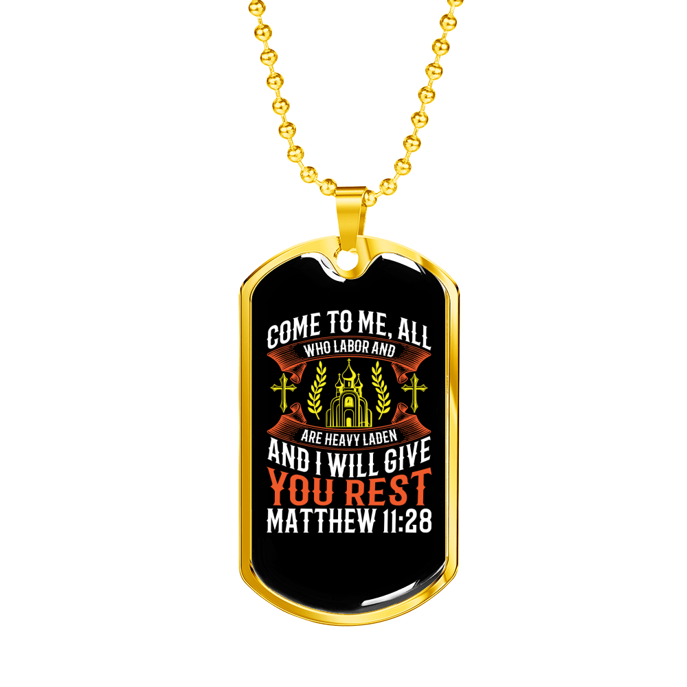You Rest Christian Necklace Stainless Steel or 18k Gold Dog Tag 24" Chain-Express Your Love Gifts