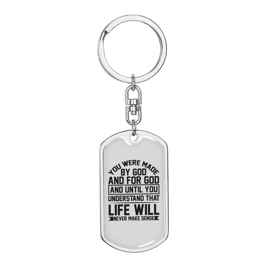 You Were Made By God Keychain Stainless Steel or 18k Gold Dog Tag Keyring-Express Your Love Gifts