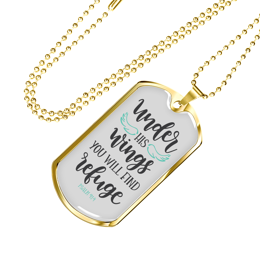 You Will Find Refuge Christian Necklace Stainless Steel or 18k Gold Dog Tag 24" Chain-Express Your Love Gifts