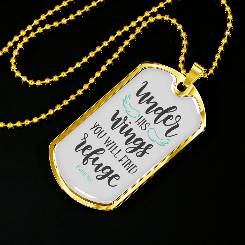 You Will Find Refuge Christian Necklace Stainless Steel or 18k Gold Dog Tag 24" Chain-Express Your Love Gifts