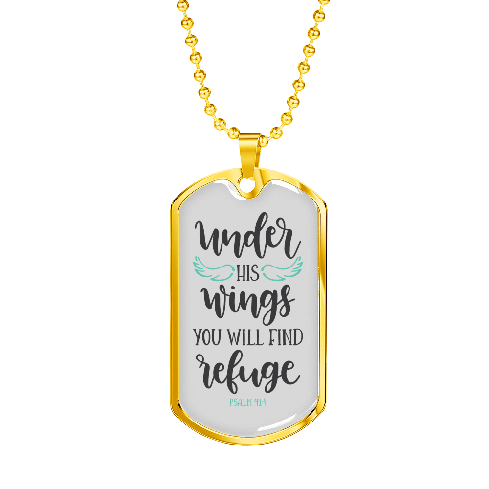 You Will Find Refuge Christian Necklace Stainless Steel or 18k Gold Dog Tag 24" Chain-Express Your Love Gifts