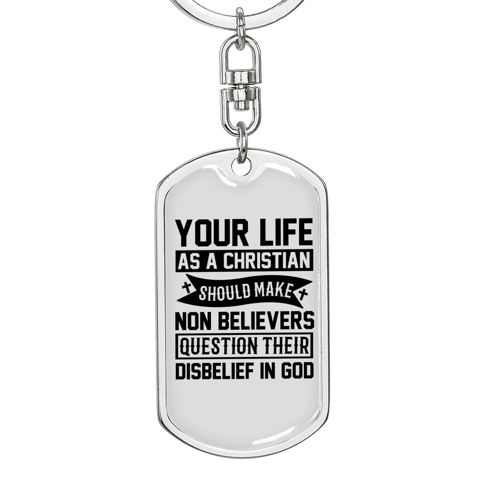 Your Life As A Keychain Stainless Steel or 18k Gold Dog Tag Keyring-Express Your Love Gifts