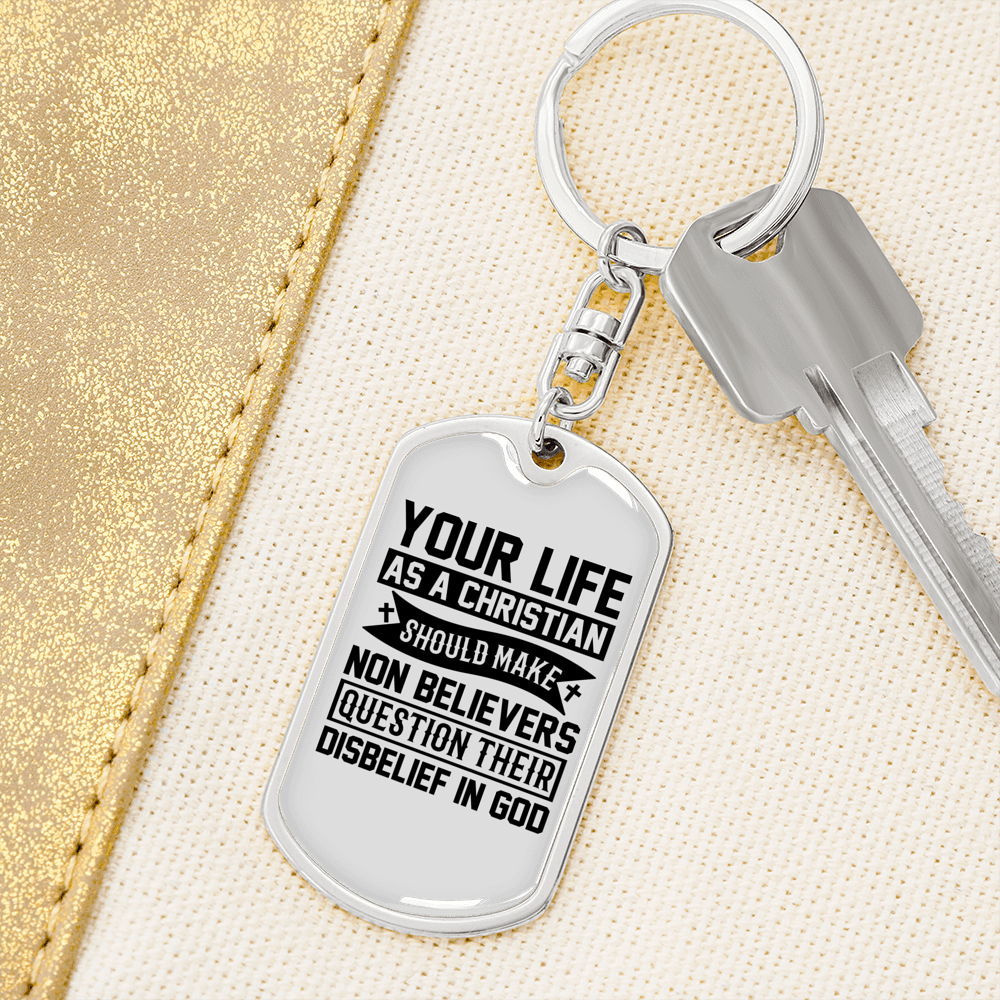 Your Life As A Keychain Stainless Steel or 18k Gold Dog Tag Keyring-Express Your Love Gifts