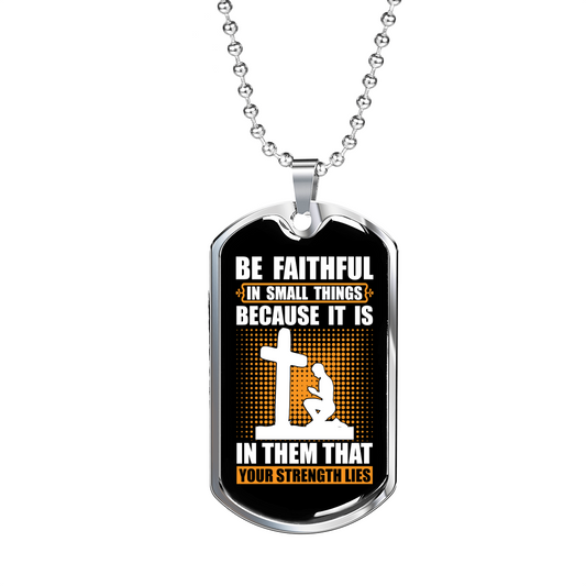 Your Strength Lies Christian Necklace Stainless Steel or 18k Gold Dog Tag 24" Chain-Express Your Love Gifts