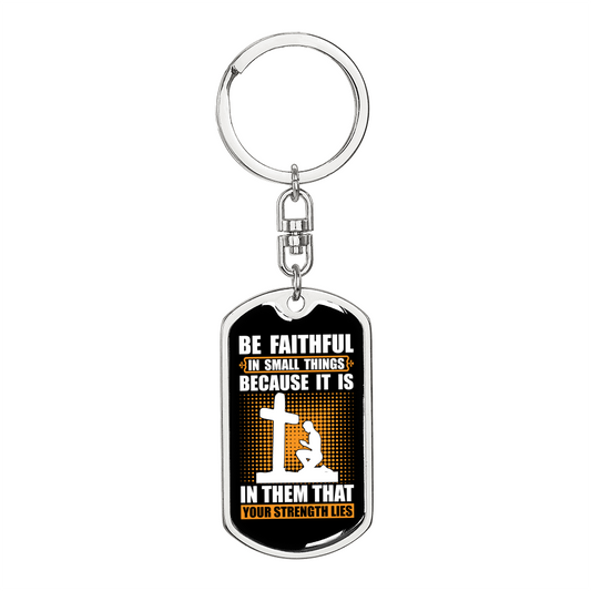 Your Strength Lies Cross Keychain Stainless Steel or 18k Gold Dog Tag Keyring-Express Your Love Gifts