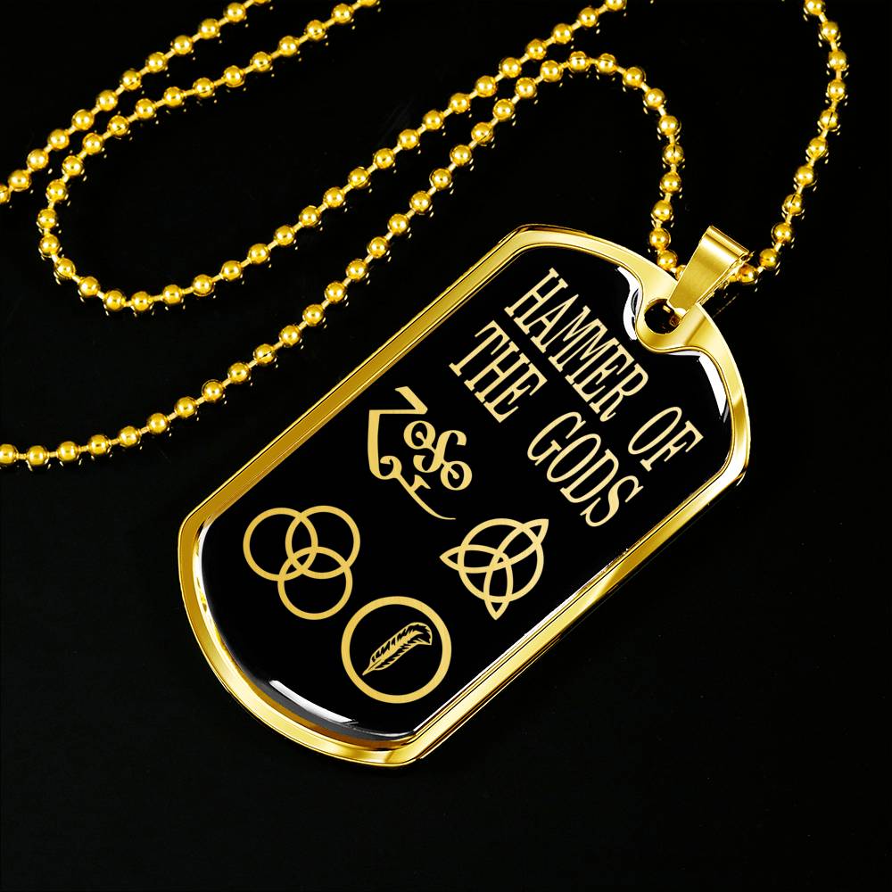 Zeppelin Symbols Hammer Of The Gods Dog Tag Stainless Steel or 18k Gold 24"-Express Your Love Gifts