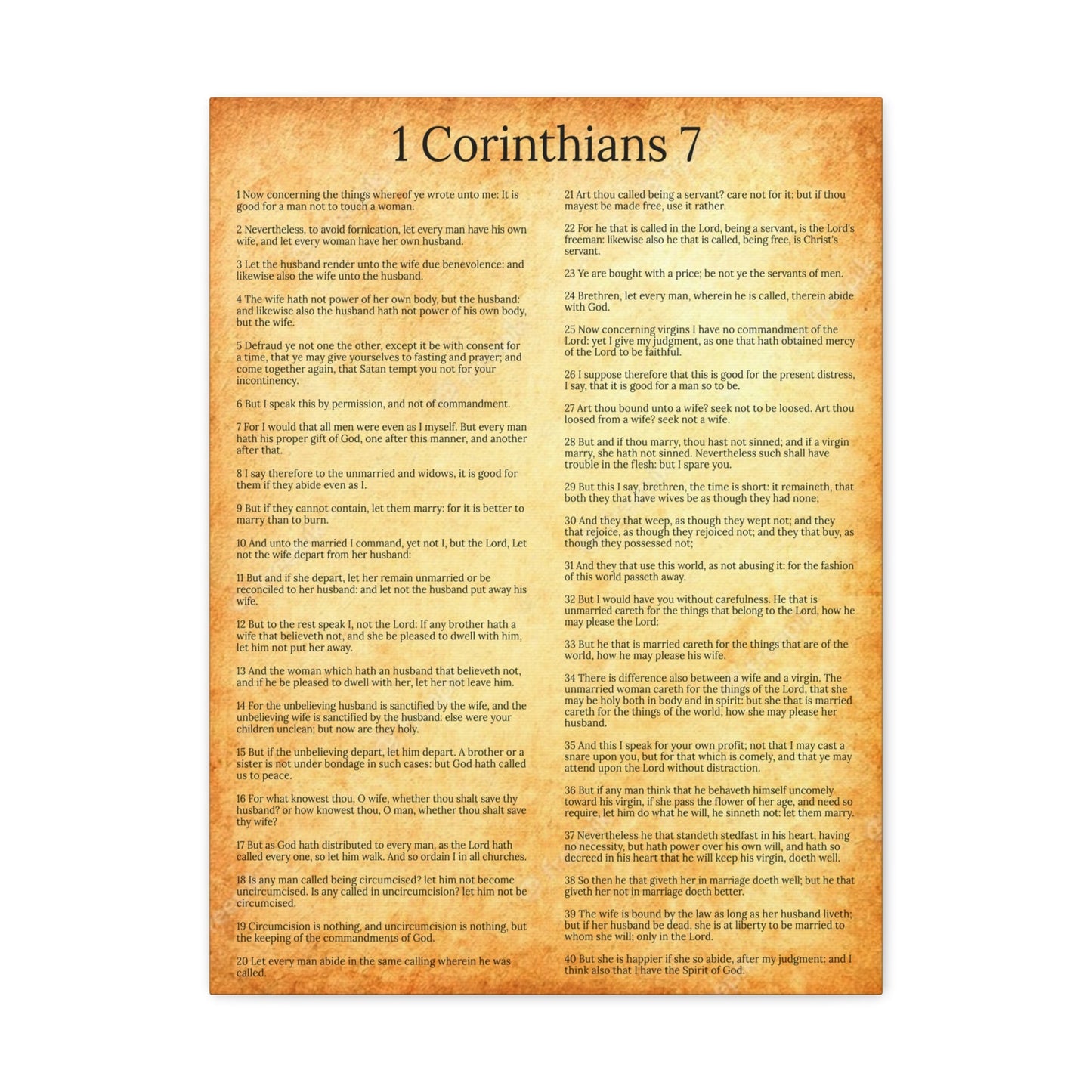 Scripture Walls 1 Corinthians 7 Marriage Chapter Gold Christian Wall Art Print Ready to Hang Unframed-Express Your Love Gifts