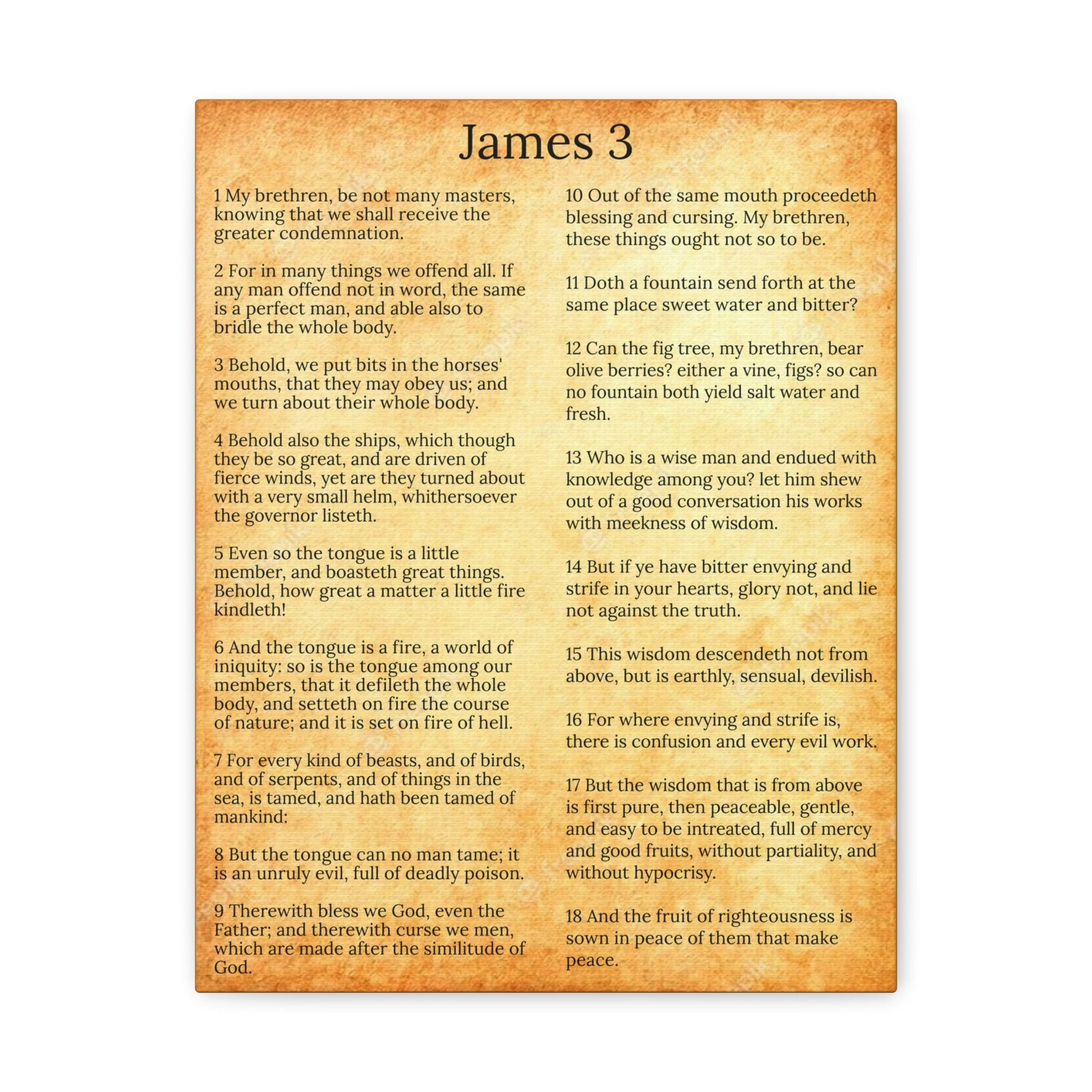 Scripture Walls James 3 Chapter Gold Control The Tongue Christian Wall Art Print Ready to Hang Unframed-Express Your Love Gifts