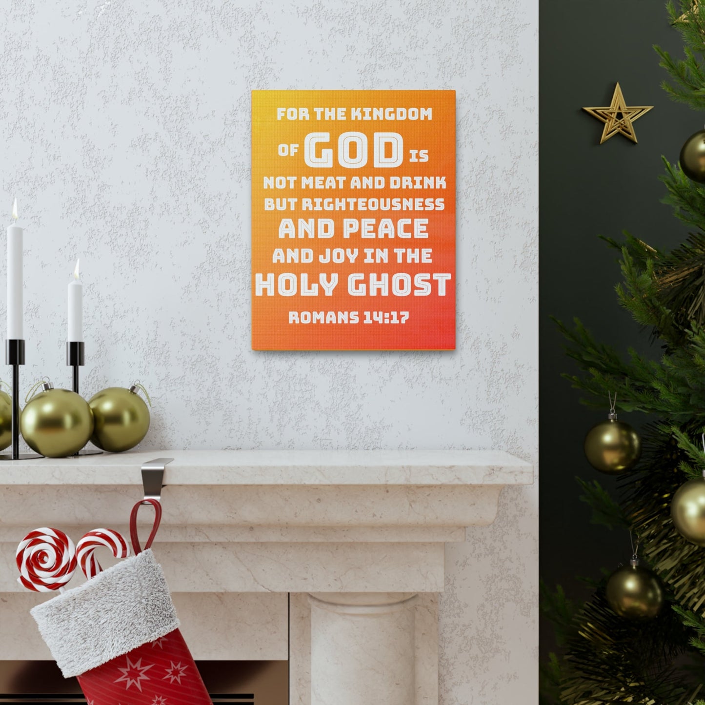 Scripture Walls For The Kingdom Of God Romans 14:17 Bible Verse Canvas Christian Wall Art Ready to Hang-Express Your Love Gifts