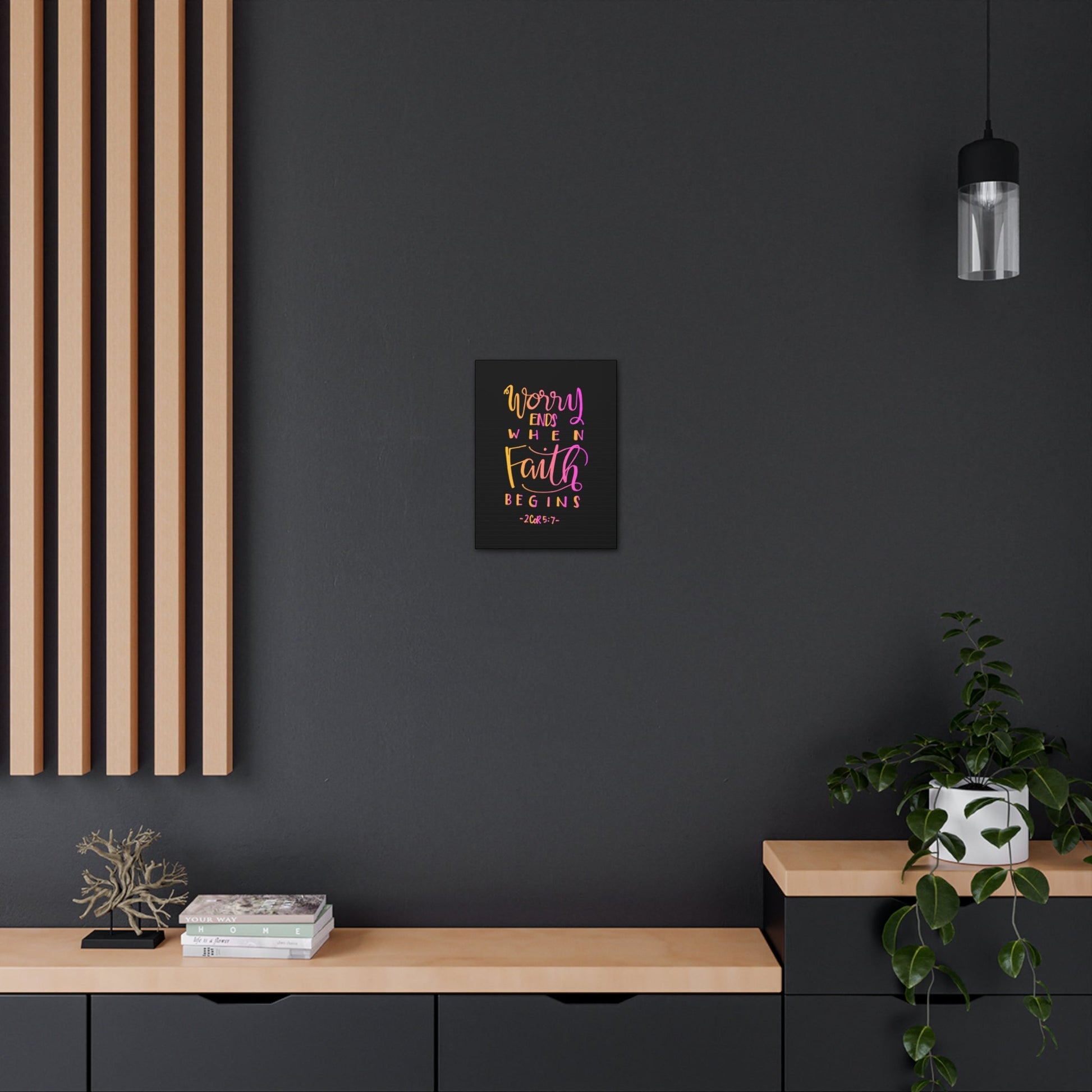 Scripture Walls Worry Ends 2 Corinthians 5:7 Bible Verse Canvas Christian Wall Art Ready to Hang-Express Your Love Gifts
