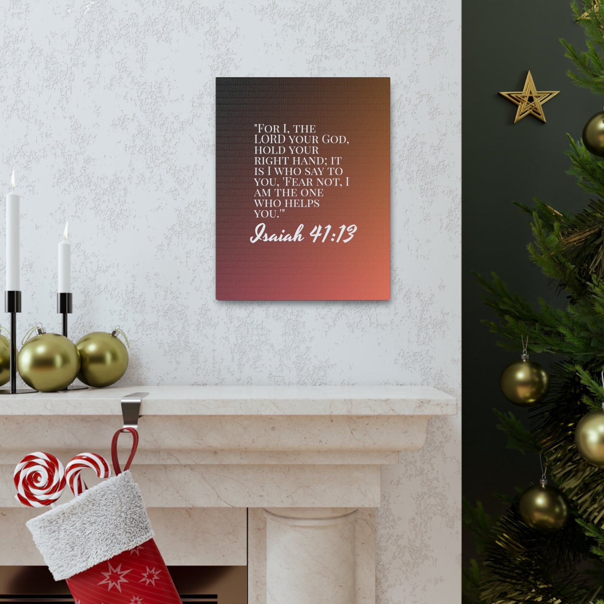 Scripture Walls The One Who Helps You Isaiah 41:13 Bible Verse Canvas Christian Wall Art Ready to Hang-Express Your Love Gifts