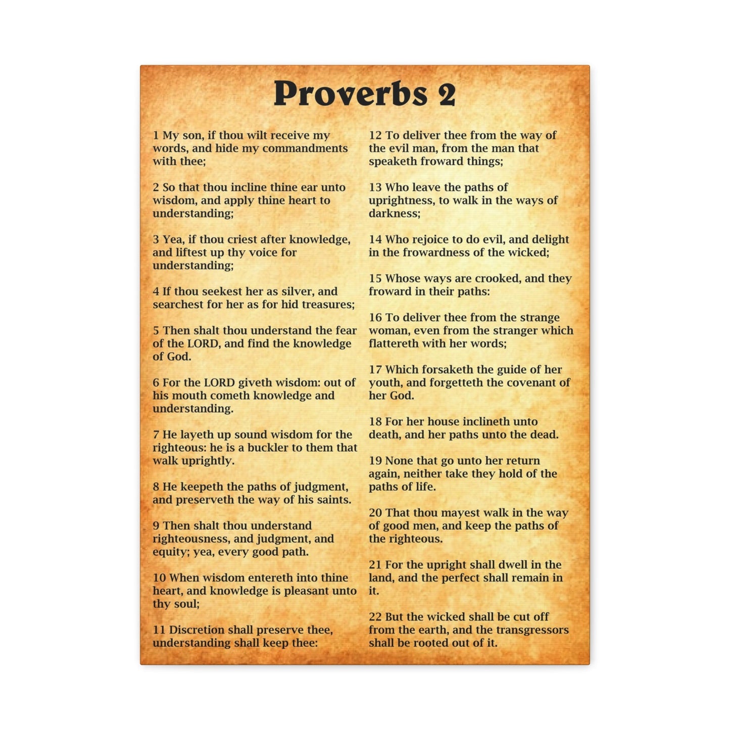 Scripture Walls Proverbs Chapter 2 Gold Bible Canvas Christian Wall Art Ready to Hang Unframed-Express Your Love Gifts