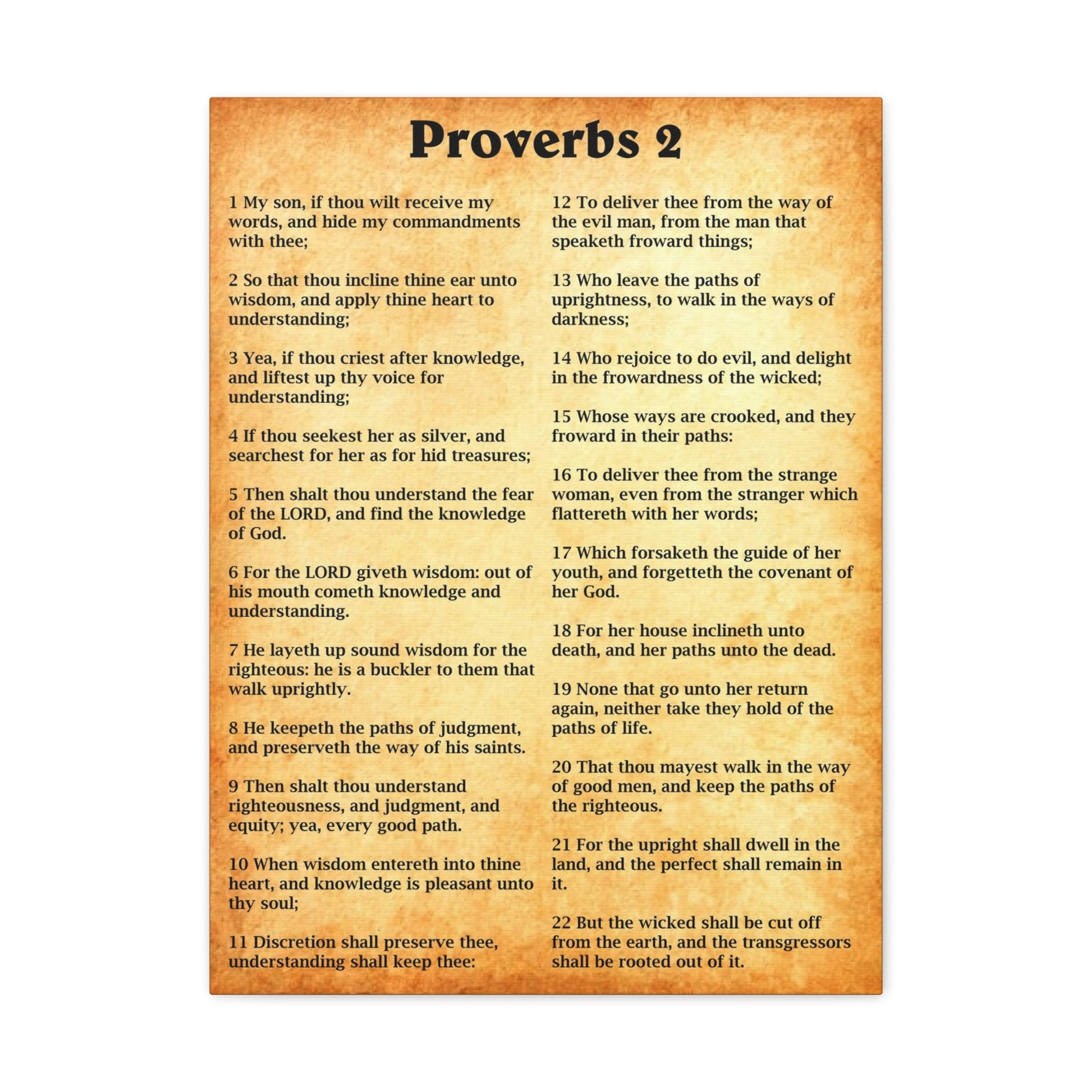 Scripture Walls Proverbs Chapter 2 Gold Bible Canvas Christian Wall Art Ready to Hang Unframed-Express Your Love Gifts