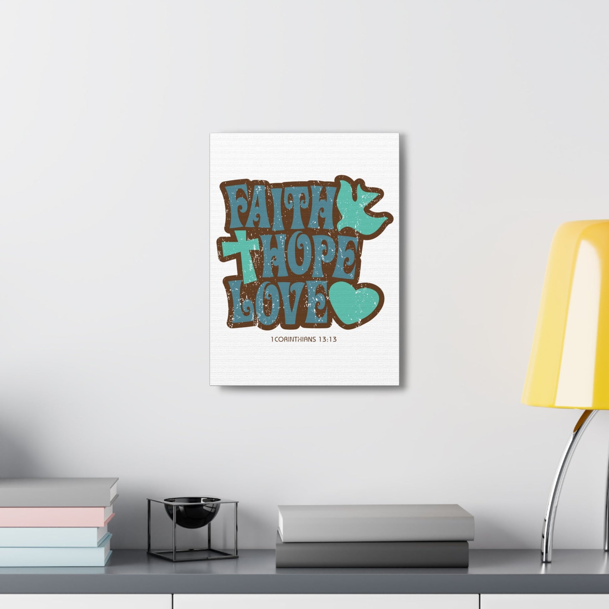 Scripture Walls Faith Hope Love 1 Corinthians 13:13 Bible Verse Canvas Christian Wall Art Ready To Hang-Express Your Love Gifts