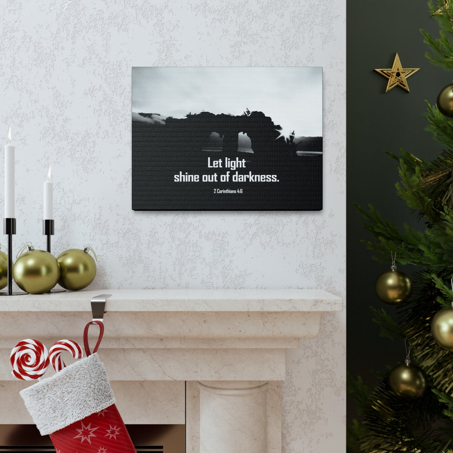 Let Light Shine 2 Corinthians 4:6 Bible Verse Canvas Christian Wall Art Ready to Hang Unframed-Express Your Love Gifts
