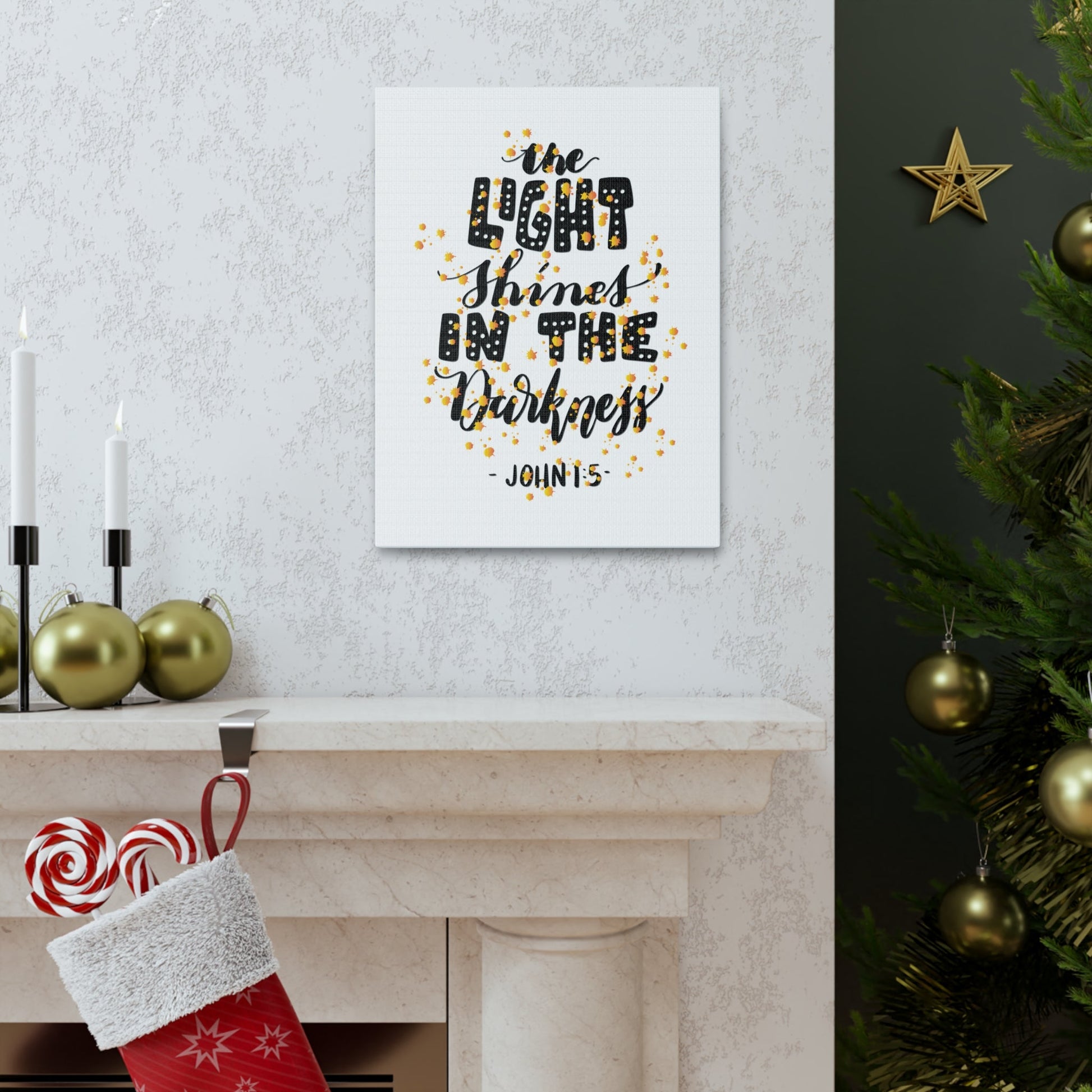 Scripture Walls The Light Shines John 1:5 Bible Verse Canvas Christian Wall Art Ready to Hang-Express Your Love Gifts
