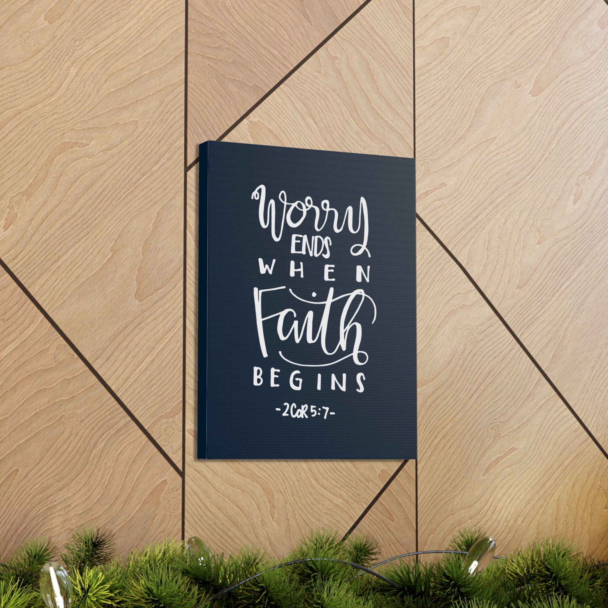 Worry Ends When Faith 2 Corinthians 5:7 Bible Verse Canvas Christian Wall Art Ready To Hang-Express Your Love Gifts