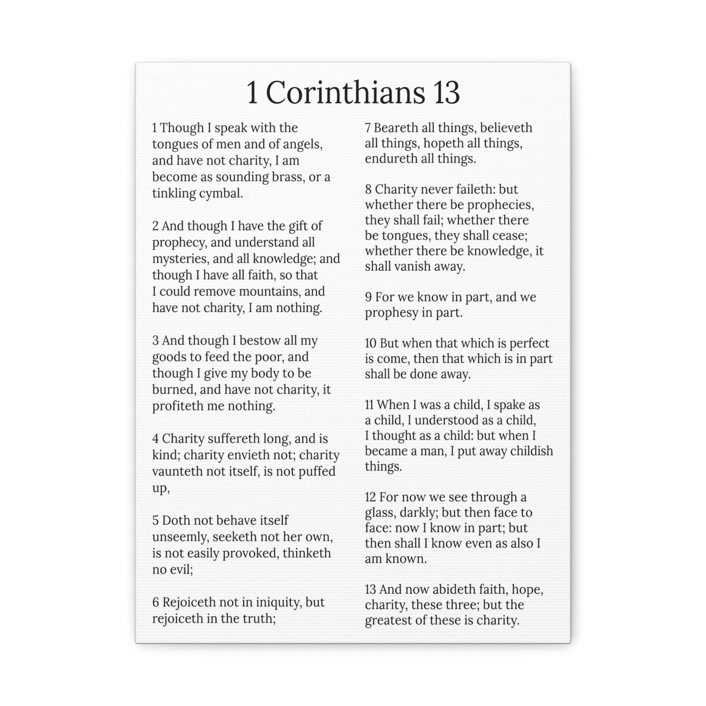 Scripture Walls 1 Corinthians 13 Love Chapter White Christian Wall Art Print Ready to Hang Unframed-Express Your Love Gifts