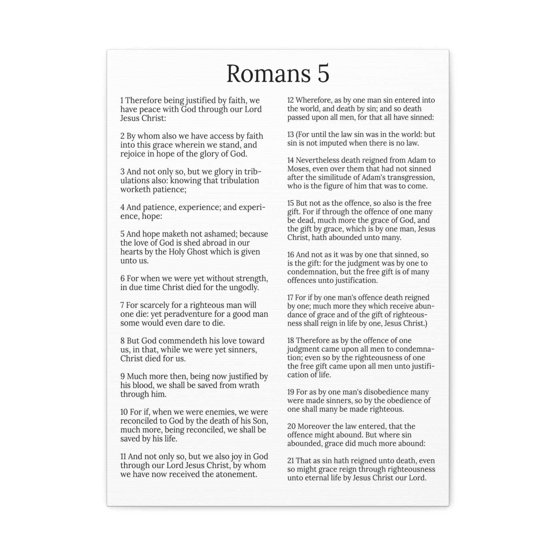 Scripture Walls Justification Romans 5 White Chapter Christian Wall Art Print Ready to Hang Unframed-Express Your Love Gifts