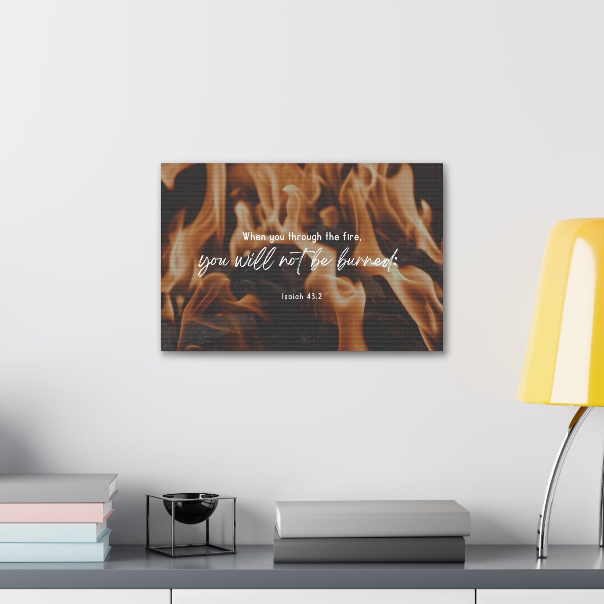 10 Scripture Walls Not Be Burned Isaiah 43:2 Bible Verse Canvas Christian Wall Art Ready to Hang-Express Your Love Gifts