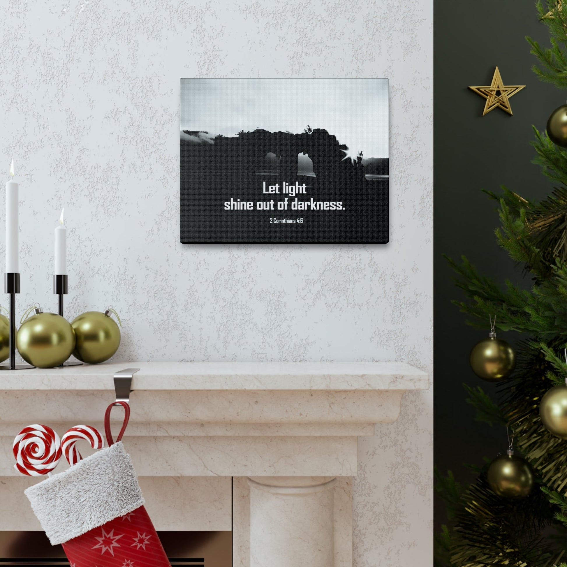 Let Light Shine 2 Corinthians 4:6 Bible Verse Canvas Christian Wall Art Ready to Hang Unframed-Express Your Love Gifts