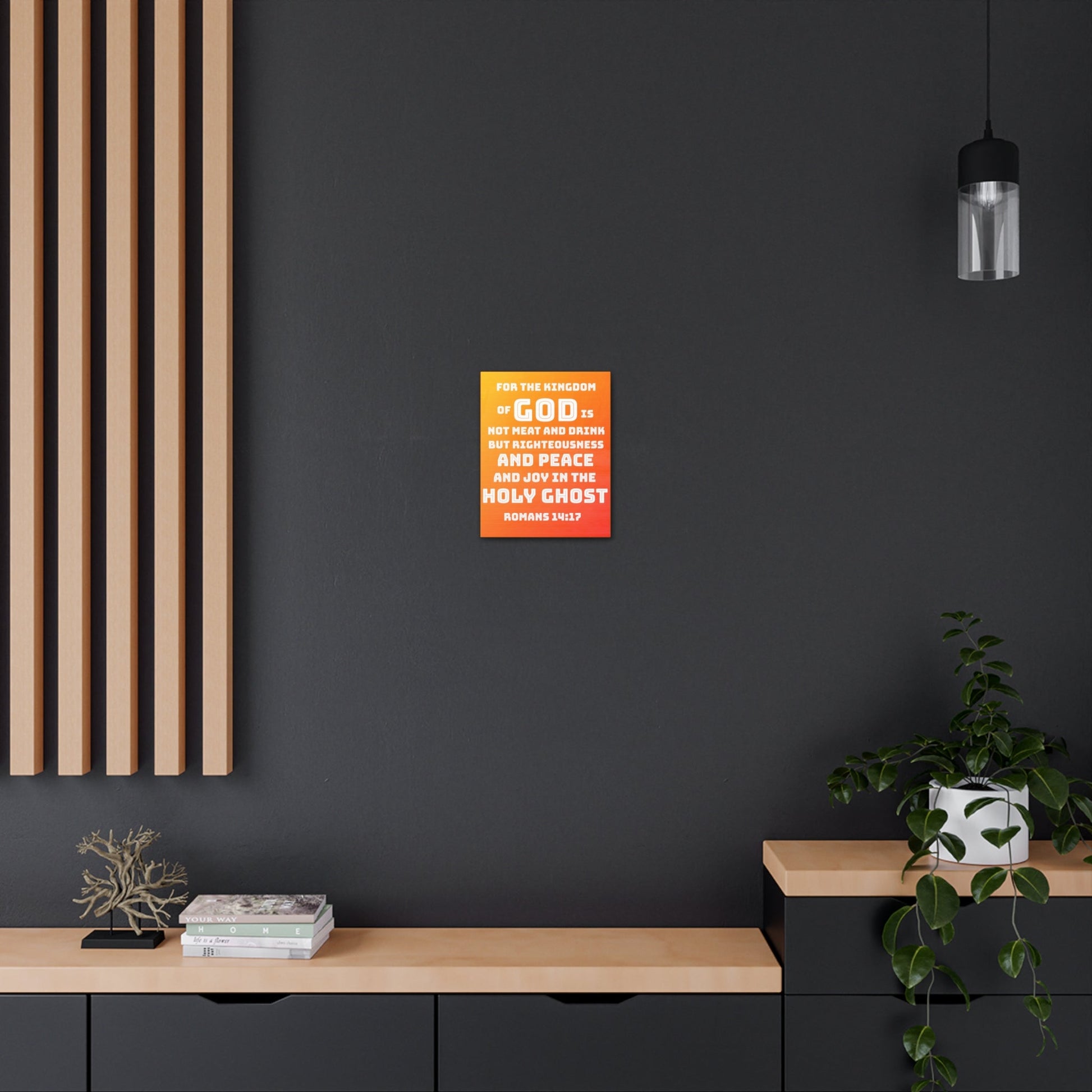 Scripture Walls For The Kingdom Of God Romans 14:17 Bible Verse Canvas Christian Wall Art Ready to Hang-Express Your Love Gifts