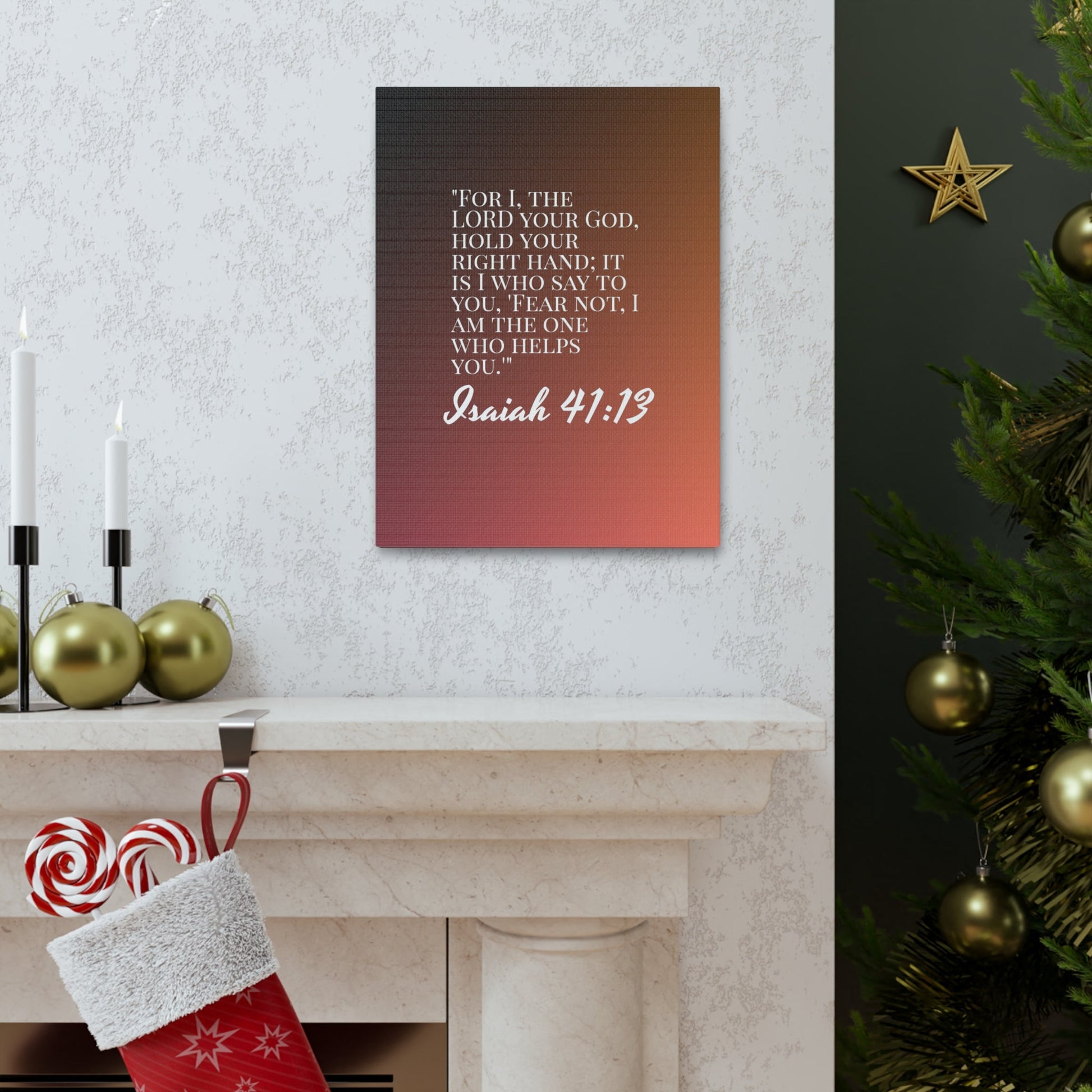 Scripture Walls The One Who Helps You Isaiah 41:13 Bible Verse Canvas Christian Wall Art Ready to Hang-Express Your Love Gifts