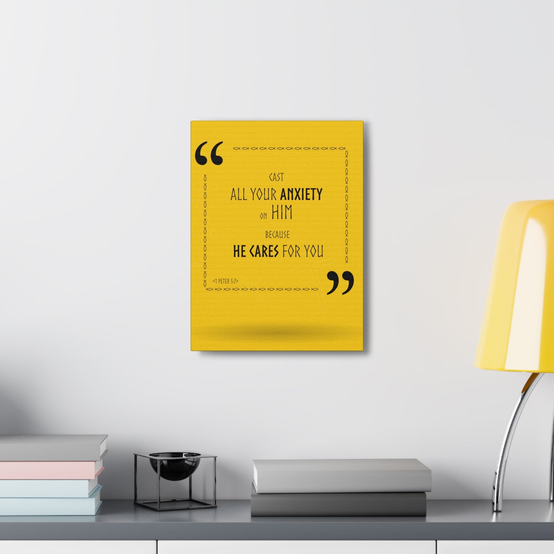 Scripture Walls Cast All Your Anxiety On Him 1 Peter 5:7 Bible Verse Canvas Christian Wall Art Ready To Hang-Express Your Love Gifts