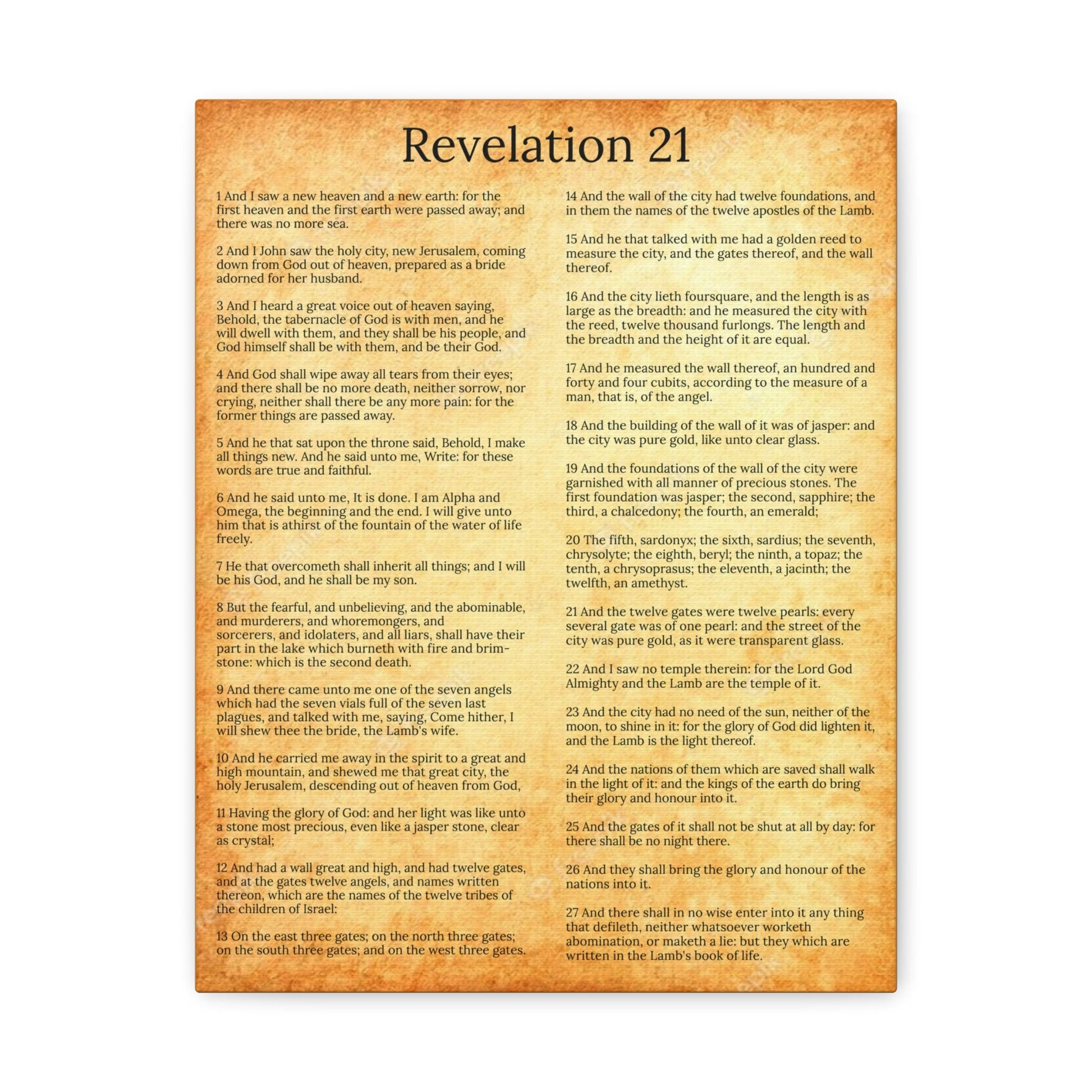 Scripture Walls New Heaven and New Earth Revelation 21 Gold Chapter Christian Wall Art Print Ready to Hang Unframed-Express Your Love Gifts