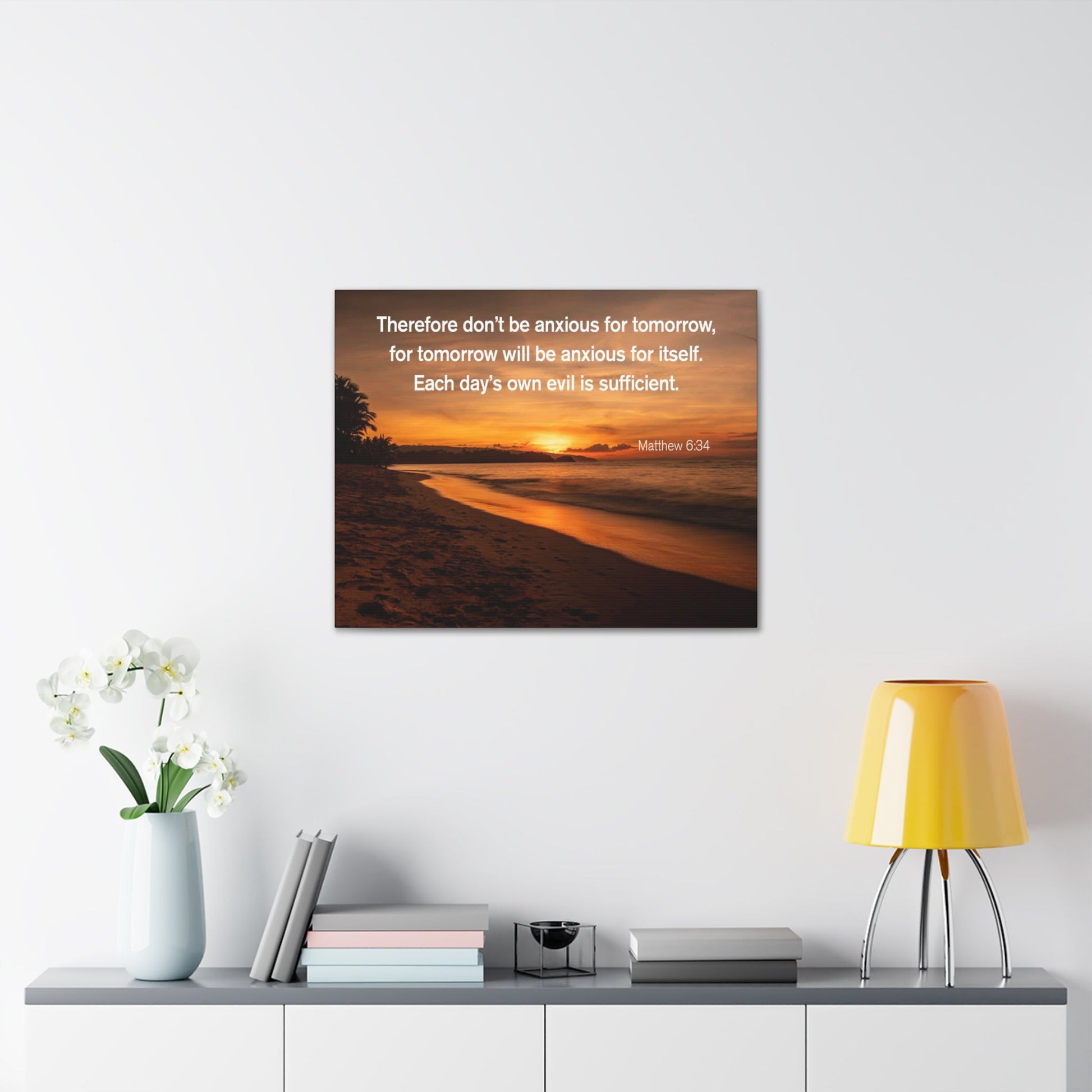 Scripture Walls Don't Be Anxious for Tomorrow Matthew 6:34 Christian Wall Art Print Ready to Hang Unframed-Express Your Love Gifts