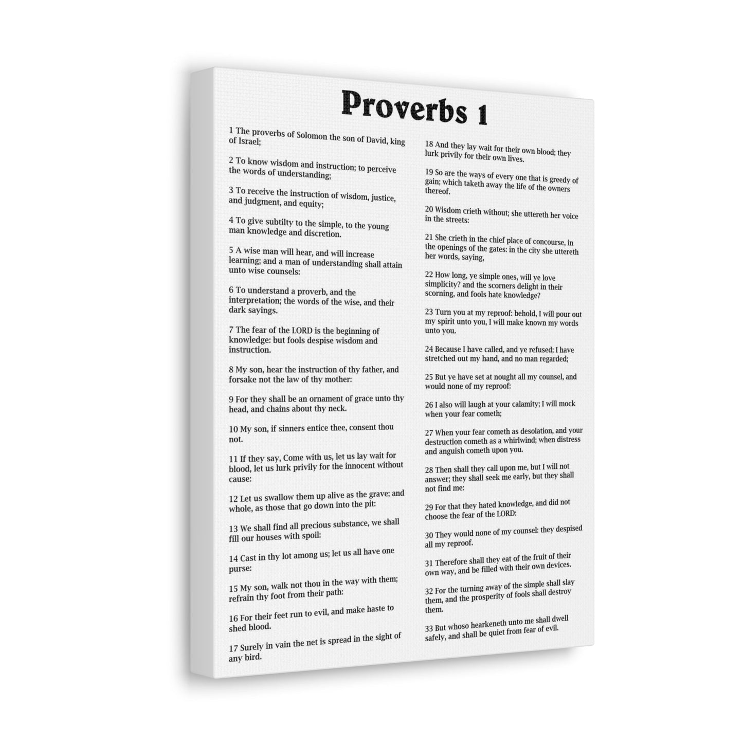 Scripture Walls Proverbs Chapter 1 White Bible Canvas Christian Wall Art Ready to Hang Unframed-Express Your Love Gifts