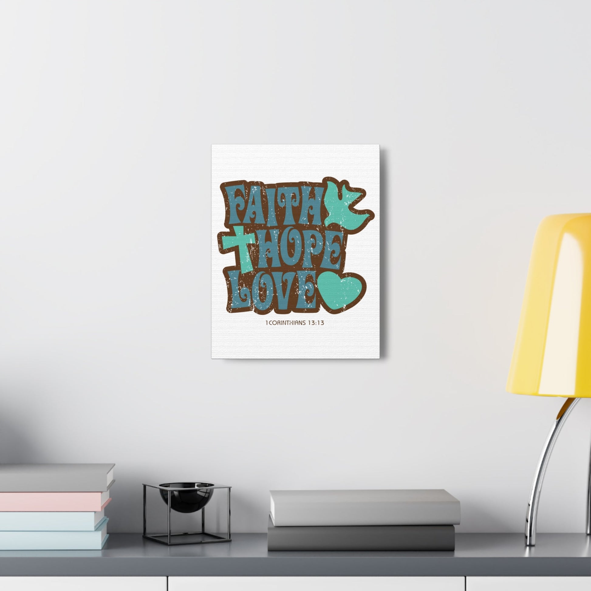 Scripture Walls Faith Hope Love 1 Corinthians 13:13 Bible Verse Canvas Christian Wall Art Ready To Hang-Express Your Love Gifts