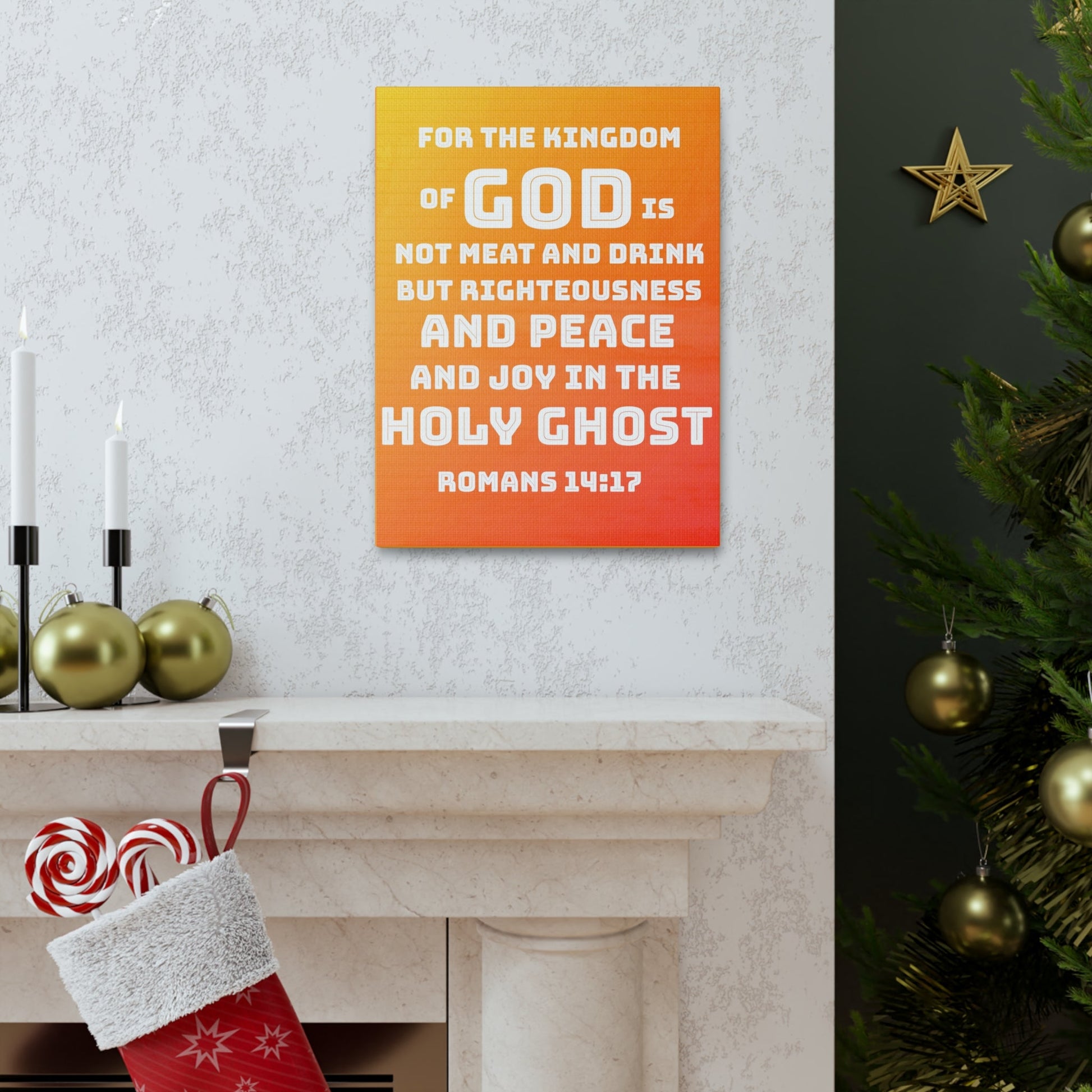 Scripture Walls For The Kingdom Of God Romans 14:17 Bible Verse Canvas Christian Wall Art Ready to Hang-Express Your Love Gifts