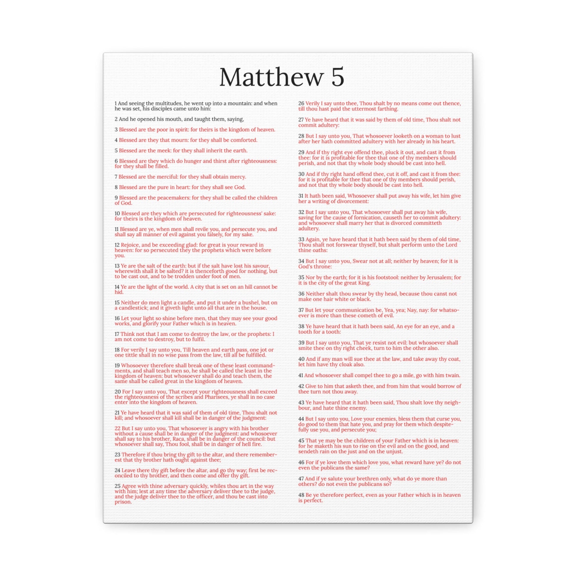 Scripture Walls Sermon on the Mount Matthew 5 White Christian Wall Art Print Ready to Hang Unframed-Express Your Love Gifts