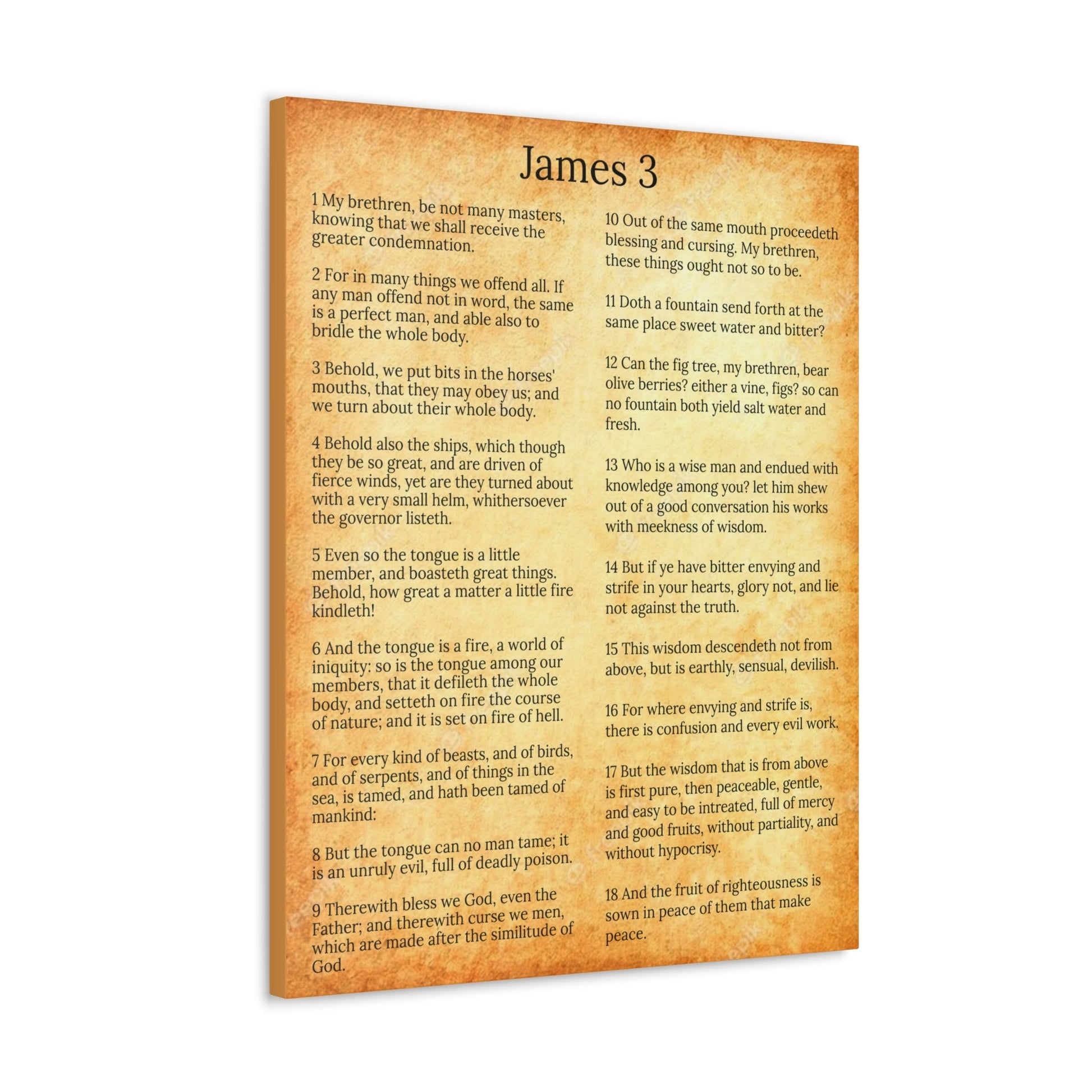 Scripture Walls James 3 Chapter Gold Control The Tongue Christian Wall Art Print Ready to Hang Unframed-Express Your Love Gifts