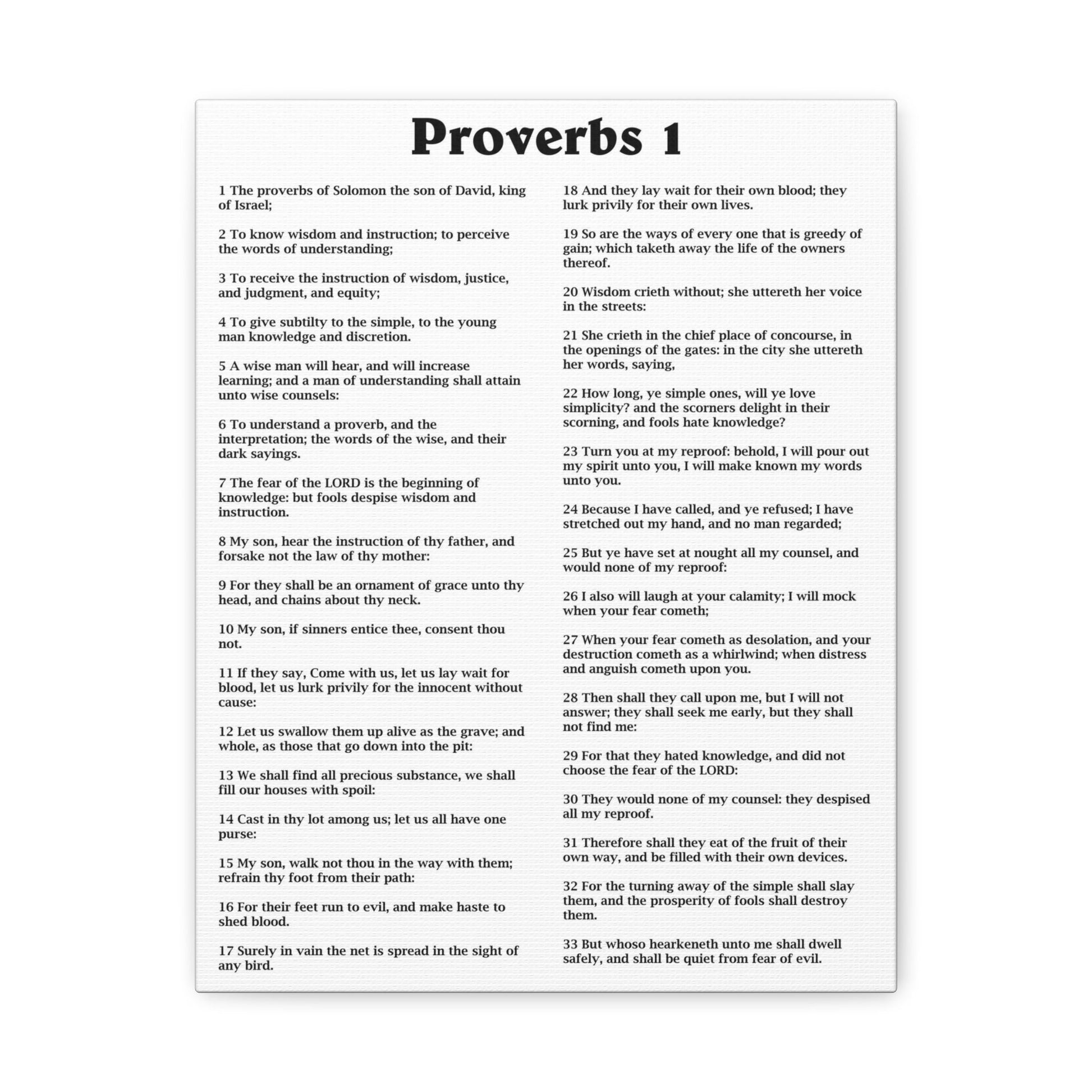 Scripture Walls Proverbs Chapter 1 White Bible Canvas Christian Wall Art Ready to Hang Unframed-Express Your Love Gifts
