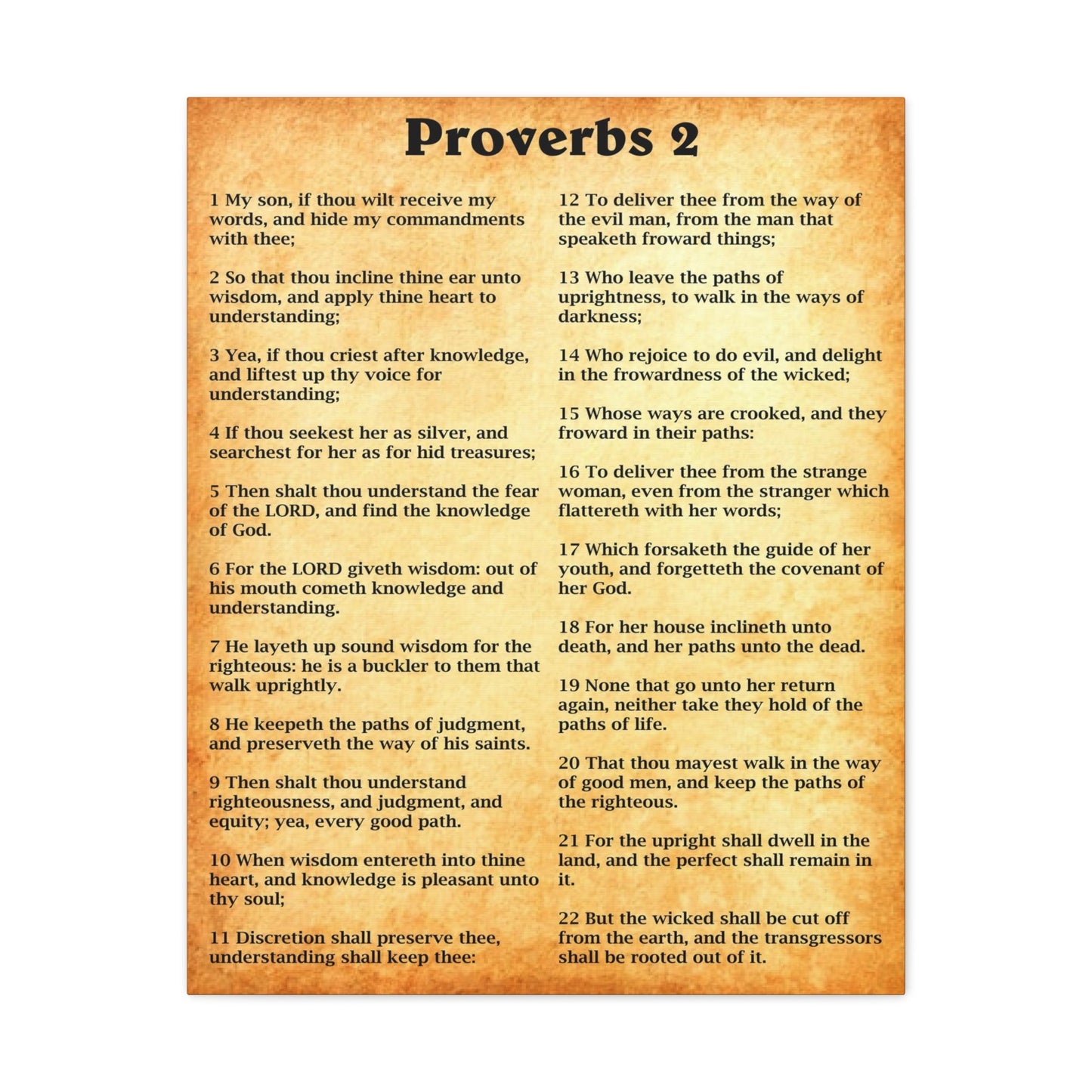 Scripture Walls Proverbs Chapter 2 Gold Bible Canvas Christian Wall Art Ready to Hang Unframed-Express Your Love Gifts