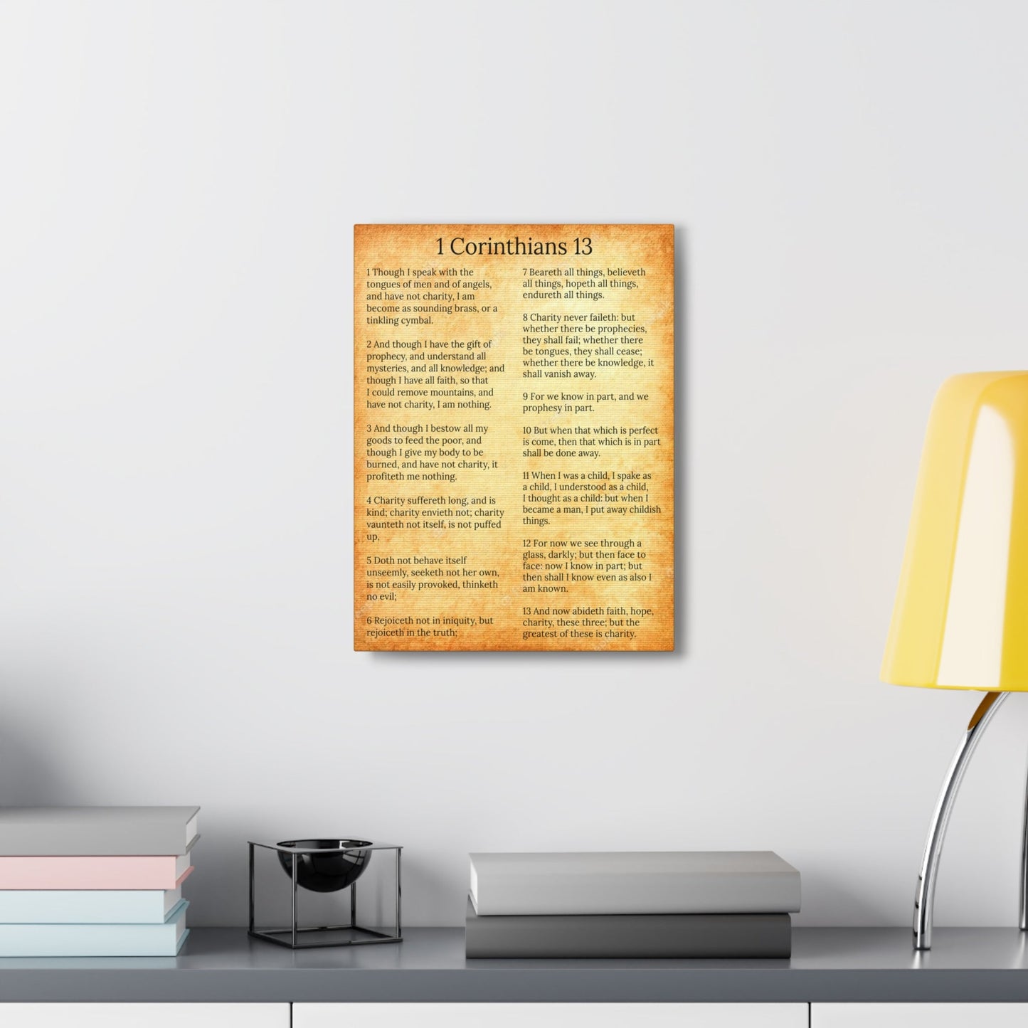 Scripture Walls 1 Corinthians 13 Love Chapter Gold Christian Wall Art Print Ready to Hang Unframed-Express Your Love Gifts