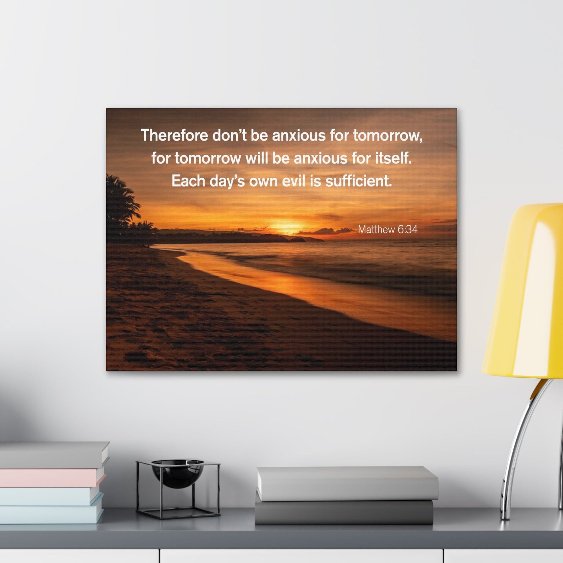 Scripture Walls Don't Be Anxious for Tomorrow Matthew 6:34 Christian Wall Art Print Ready to Hang Unframed-Express Your Love Gifts