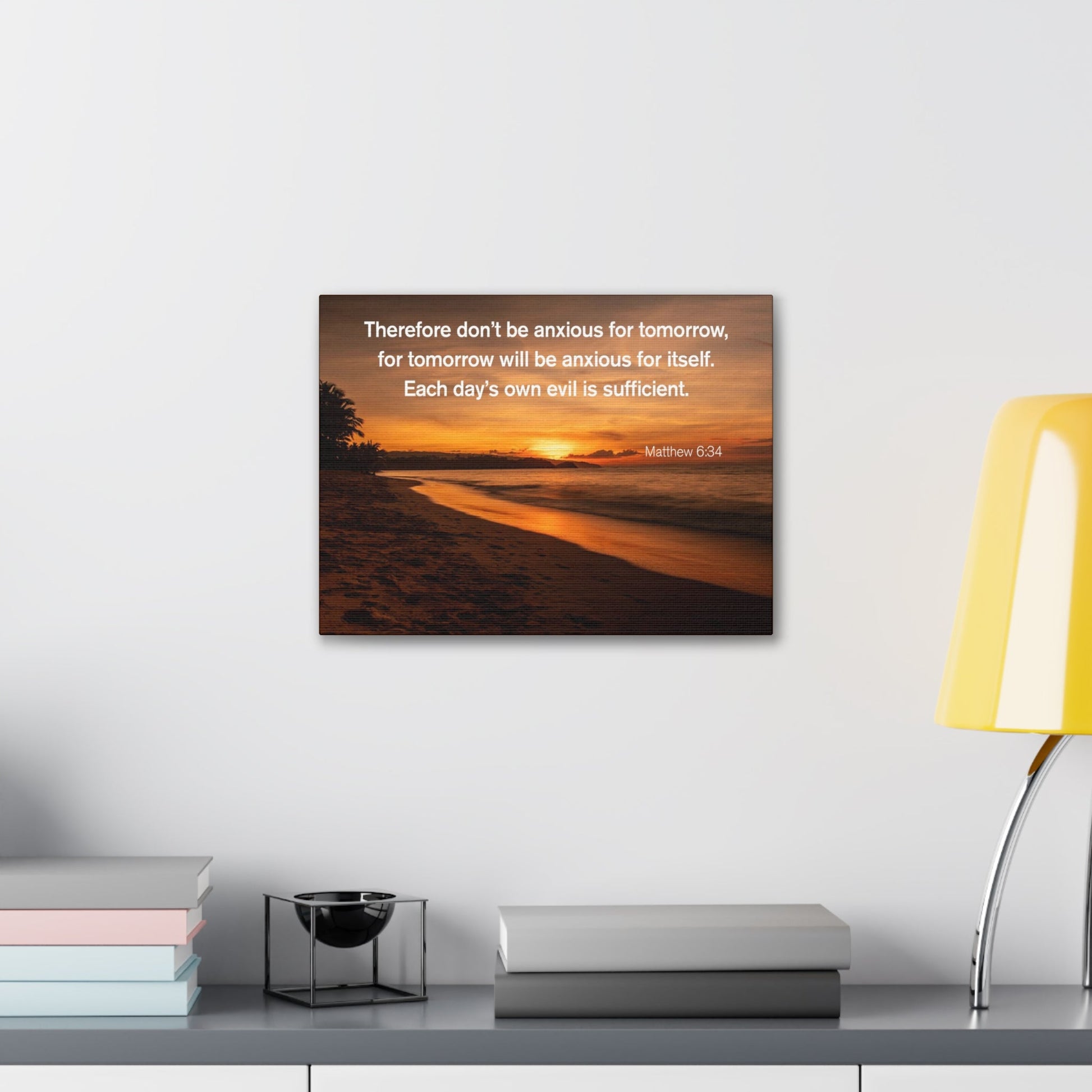 Scripture Walls Don't Be Anxious for Tomorrow Matthew 6:34 Christian Wall Art Print Ready to Hang Unframed-Express Your Love Gifts