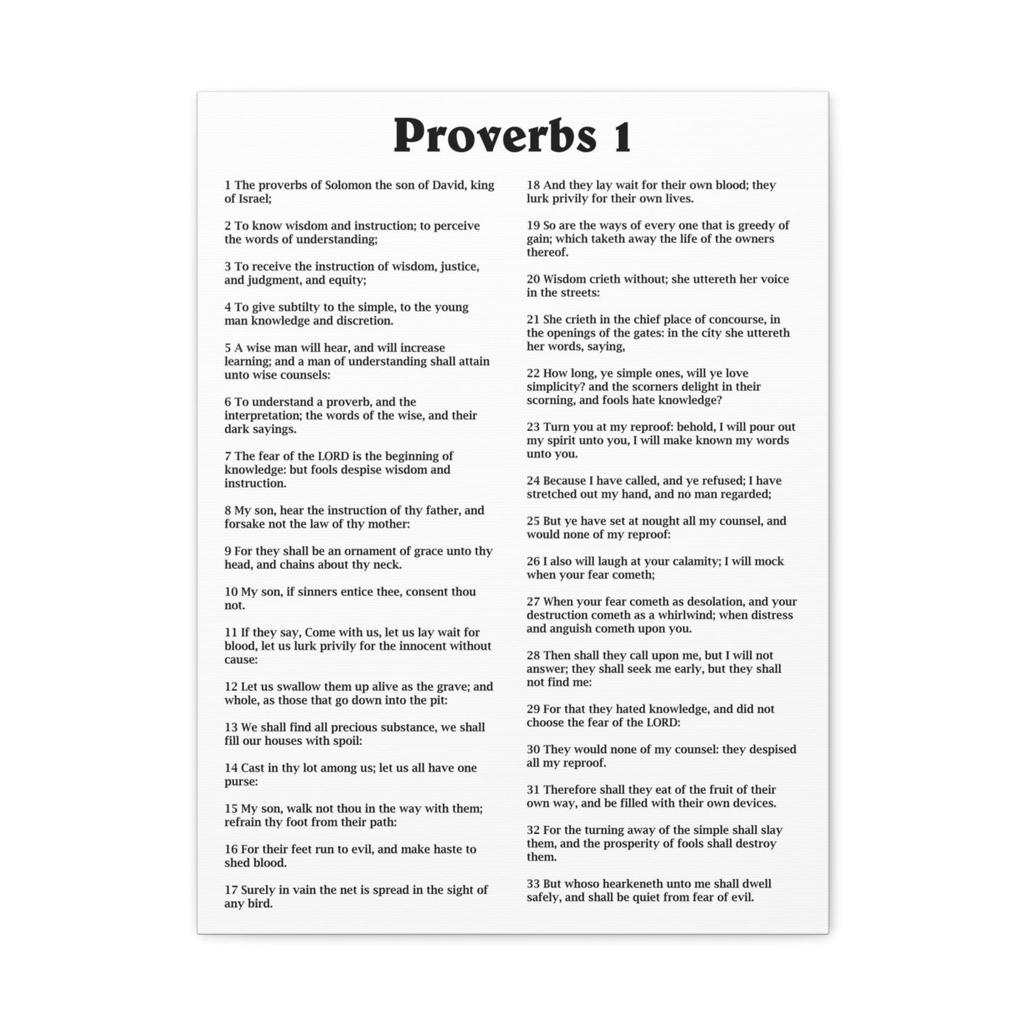 Scripture Walls Proverbs Chapter 1 White Bible Canvas Christian Wall Art Ready to Hang Unframed-Express Your Love Gifts