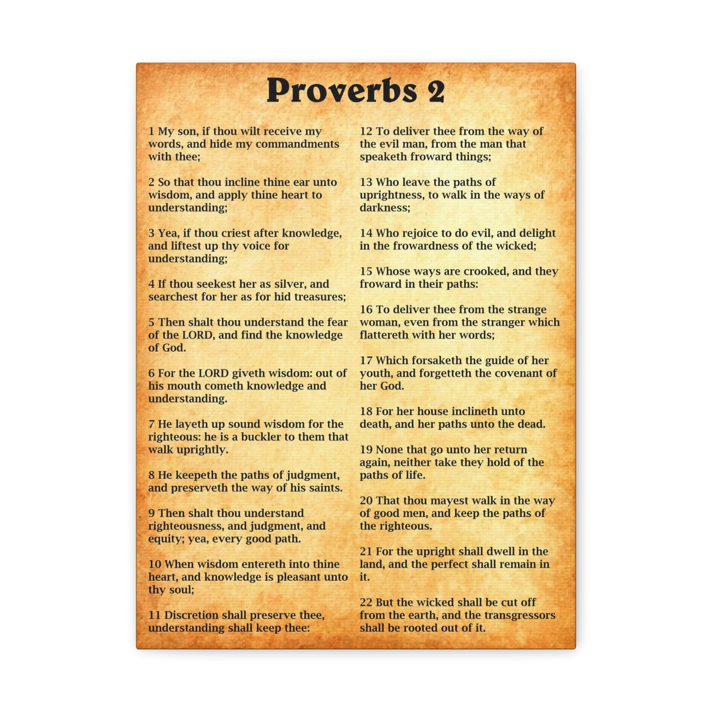 Scripture Walls Proverbs Chapter 2 Gold Bible Canvas Christian Wall Art Ready to Hang Unframed-Express Your Love Gifts