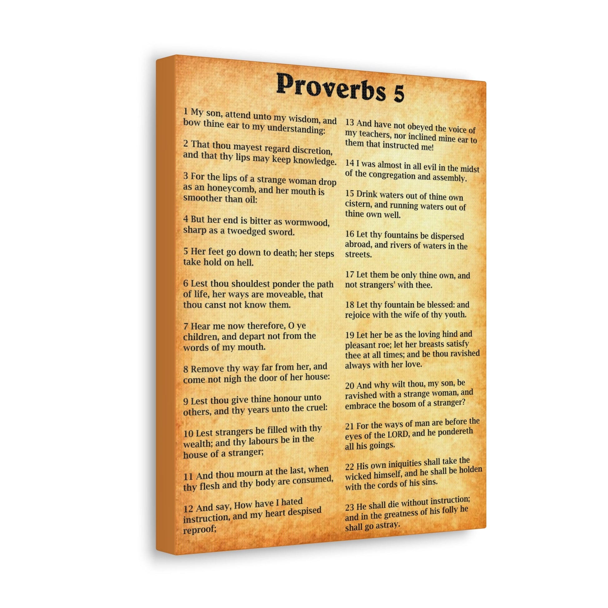 Scripture Walls Proverbs Chapter 5 Gold Bible Canvas Christian Wall Art Ready to Hang Unframed-Express Your Love Gifts