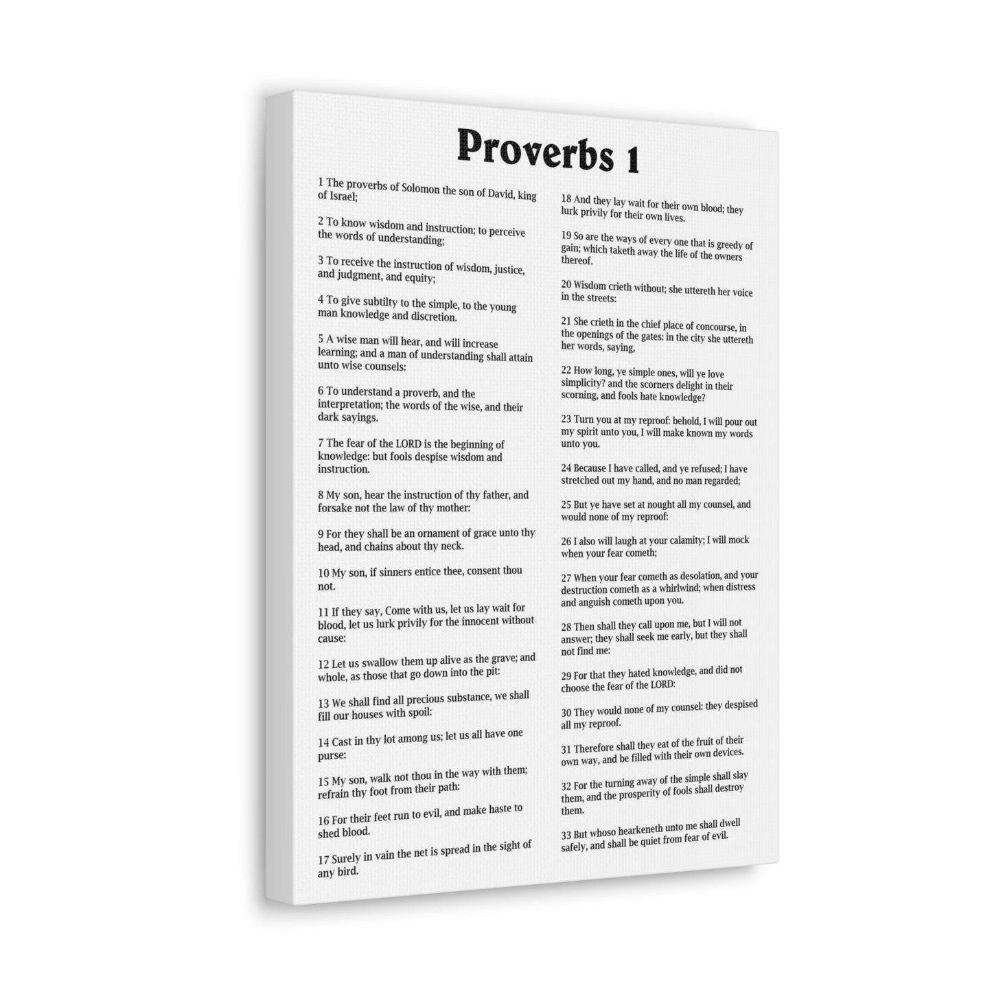Scripture Walls Proverbs Chapter 1 White Bible Canvas Christian Wall Art Ready to Hang Unframed-Express Your Love Gifts