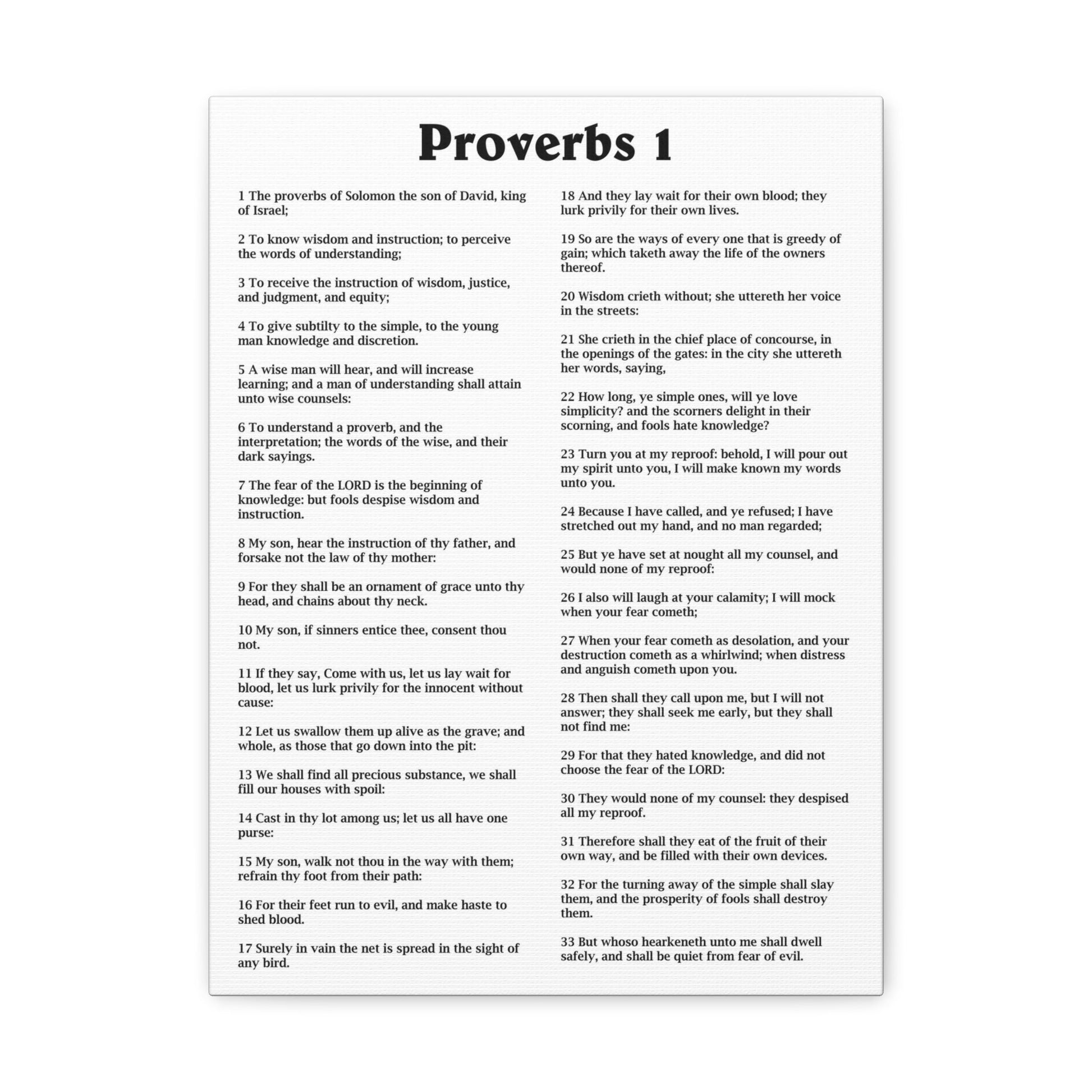 Scripture Walls Proverbs Chapter 1 White Bible Canvas Christian Wall Art Ready to Hang Unframed-Express Your Love Gifts