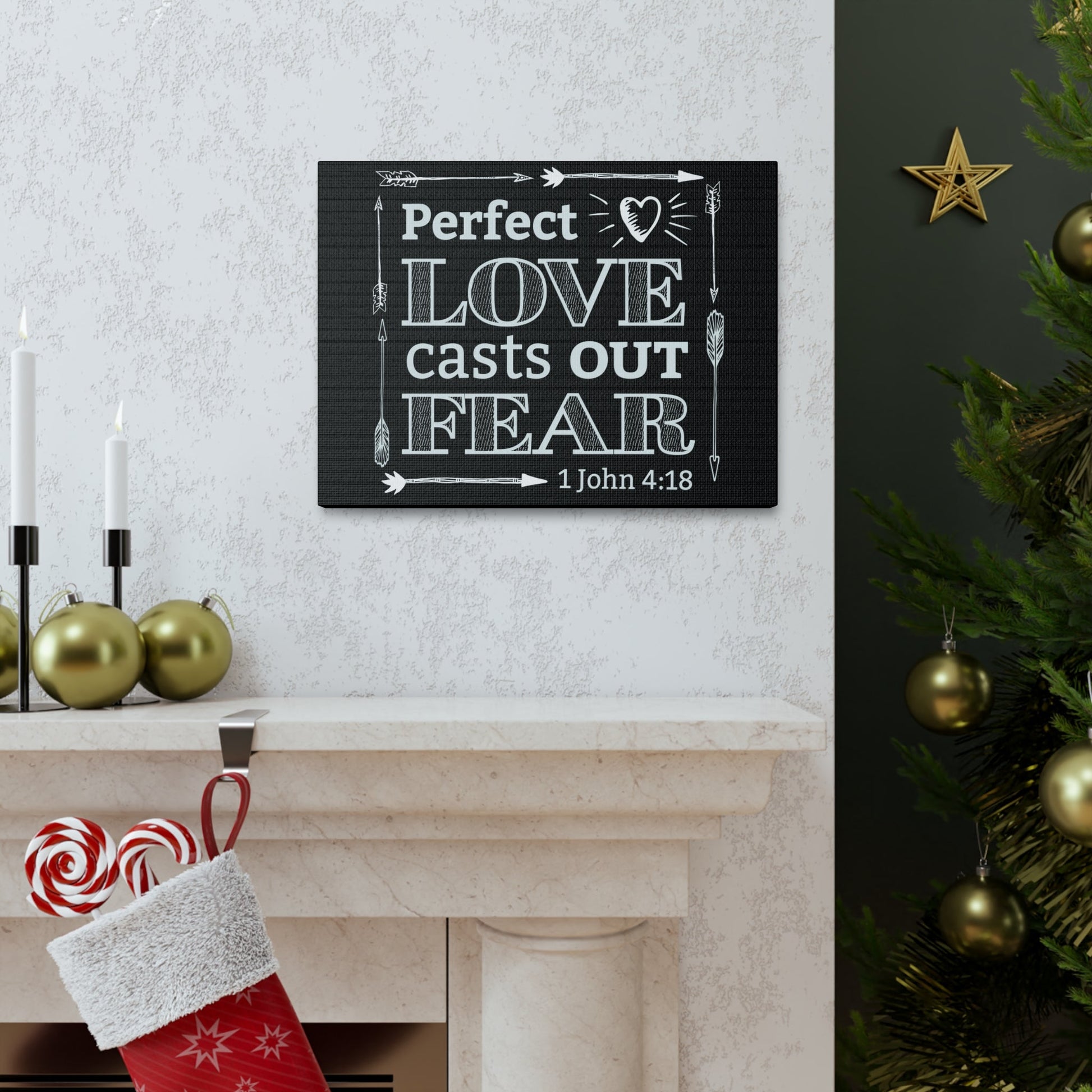 Scripture Walls Love Casts Out Fear 1 John 4:18 Bible Verse Canvas Christian Wall Art Ready to Hang-Express Your Love Gifts