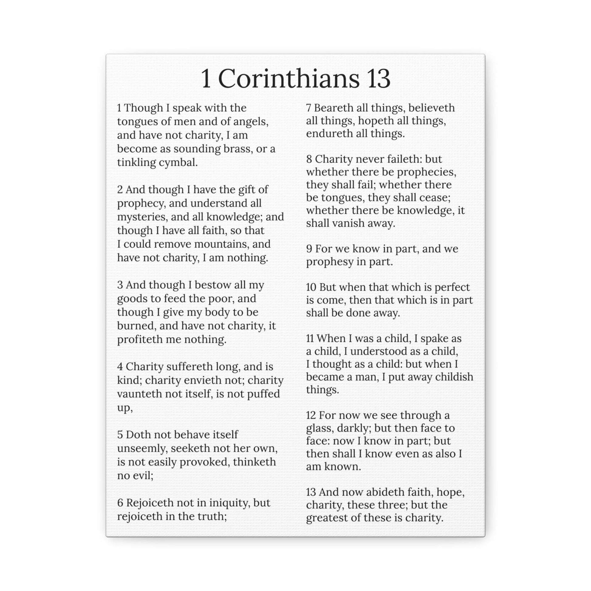 Scripture Walls 1 Corinthians 13 Love Chapter White Christian Wall Art Print Ready to Hang Unframed-Express Your Love Gifts
