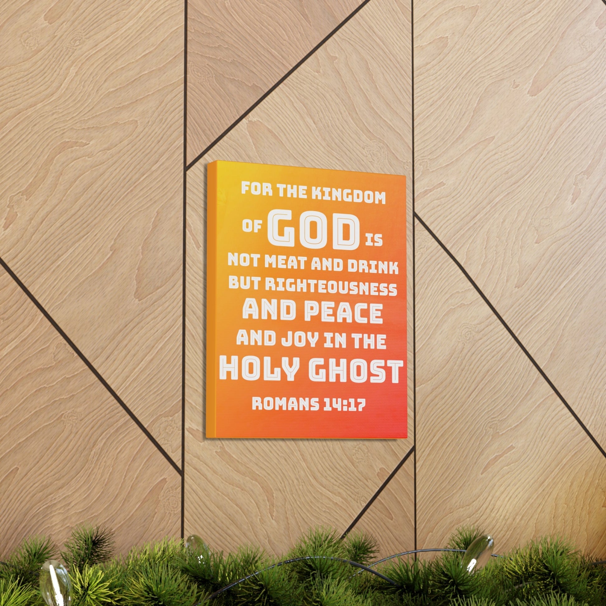 Scripture Walls For The Kingdom Of God Romans 14:17 Bible Verse Canvas Christian Wall Art Ready to Hang-Express Your Love Gifts